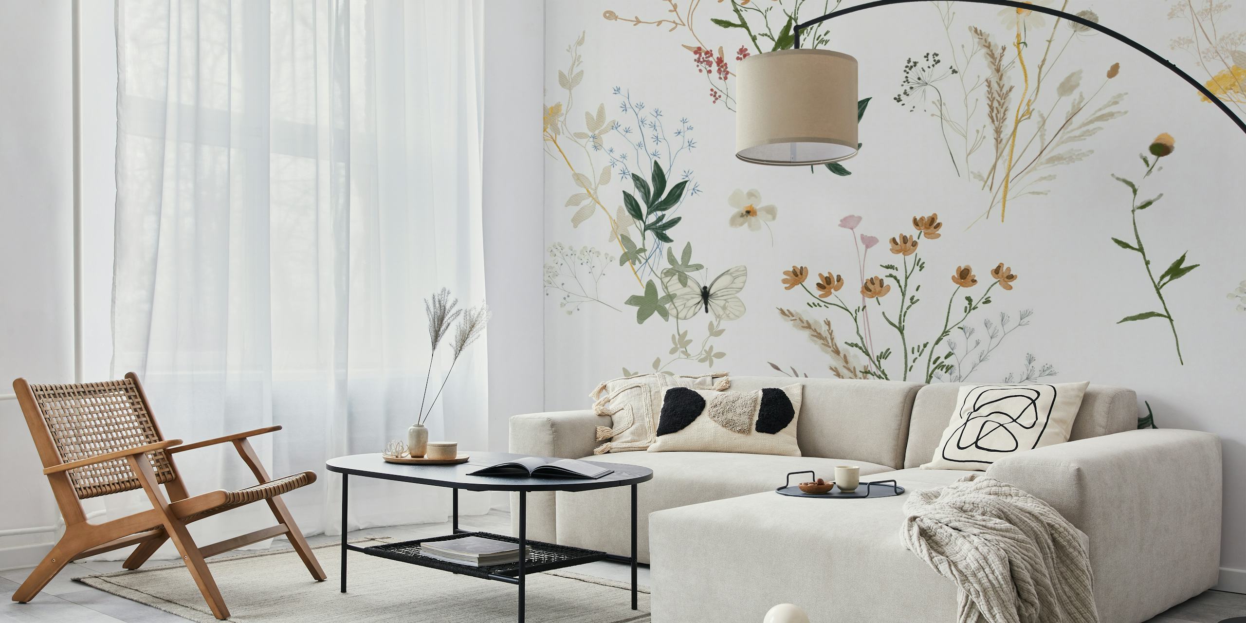 Whispers of Wildflowers on Light Gray wallpaper