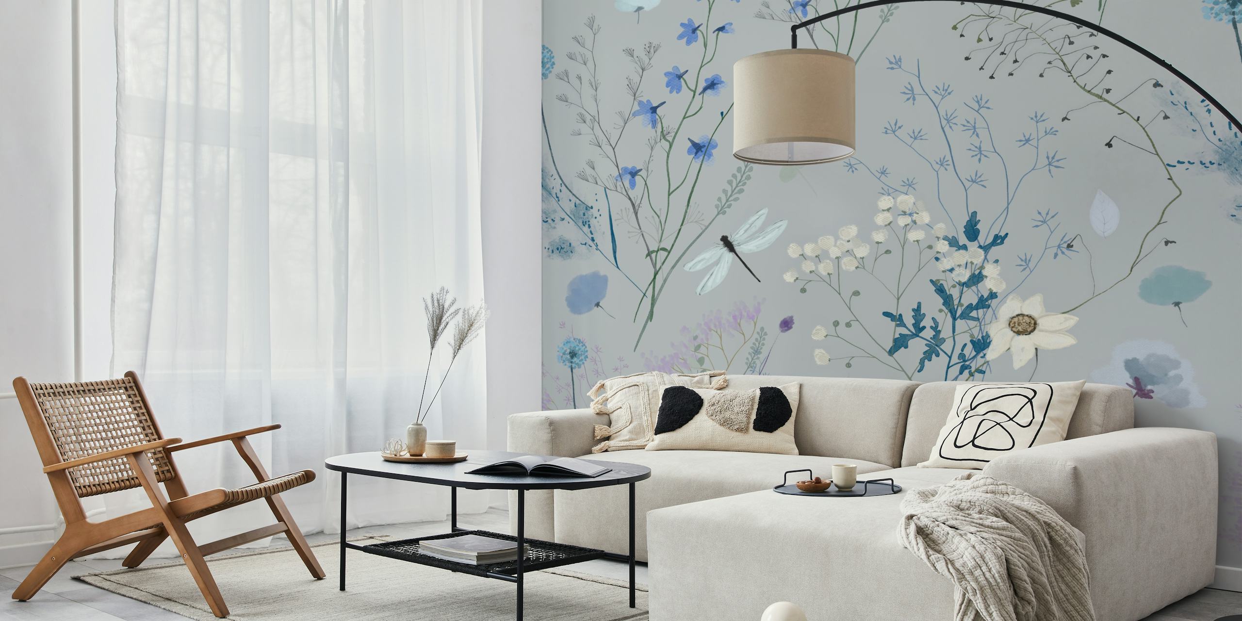 Wildflowers wallpaper design in a room