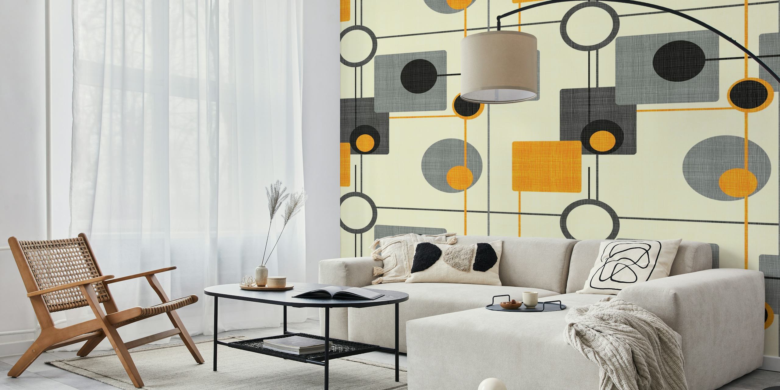 Mid-Century Style Motif wallpaper in a room