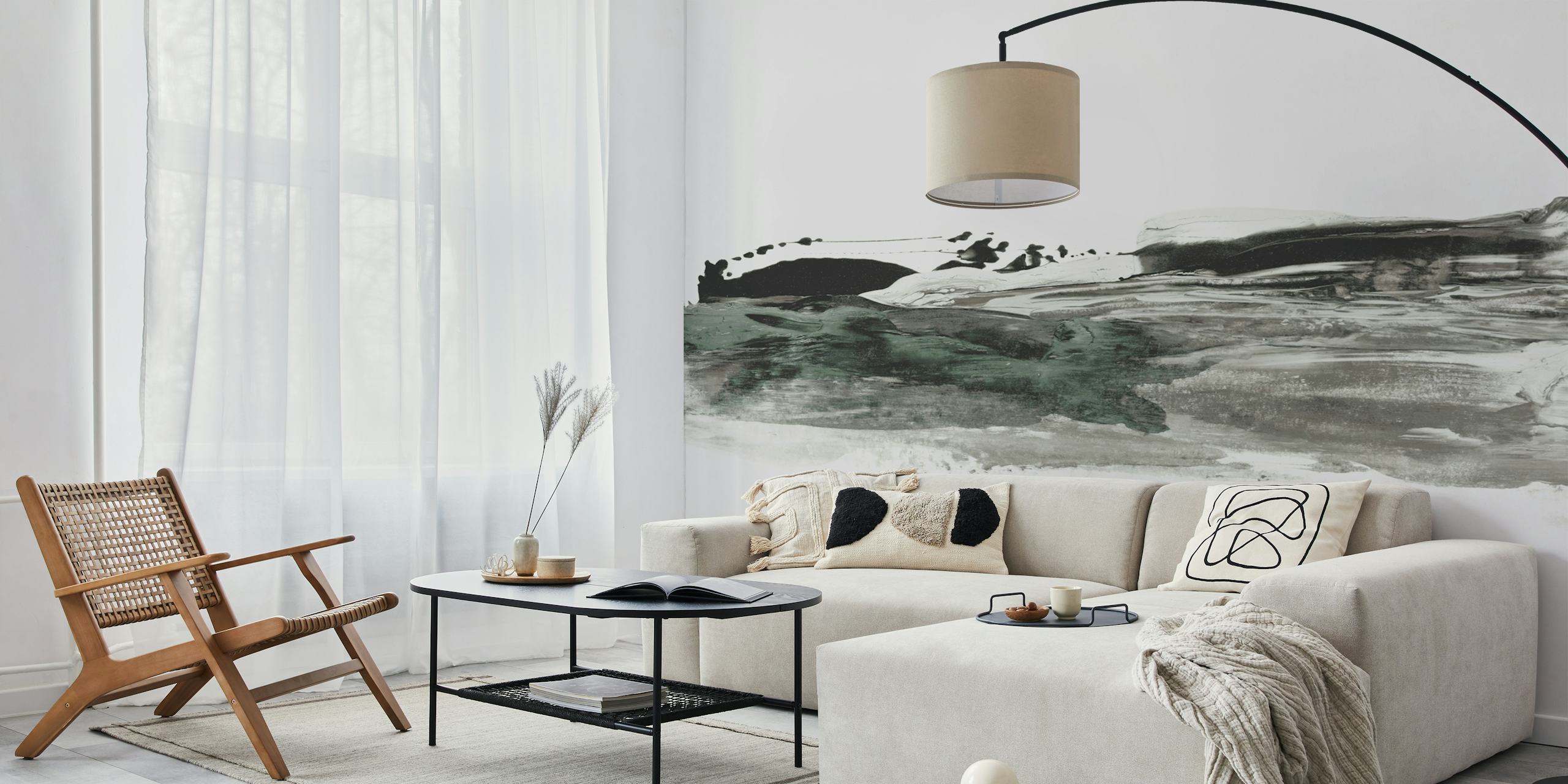 Minimalist Scenic Brushwork papier peint dans une pièce