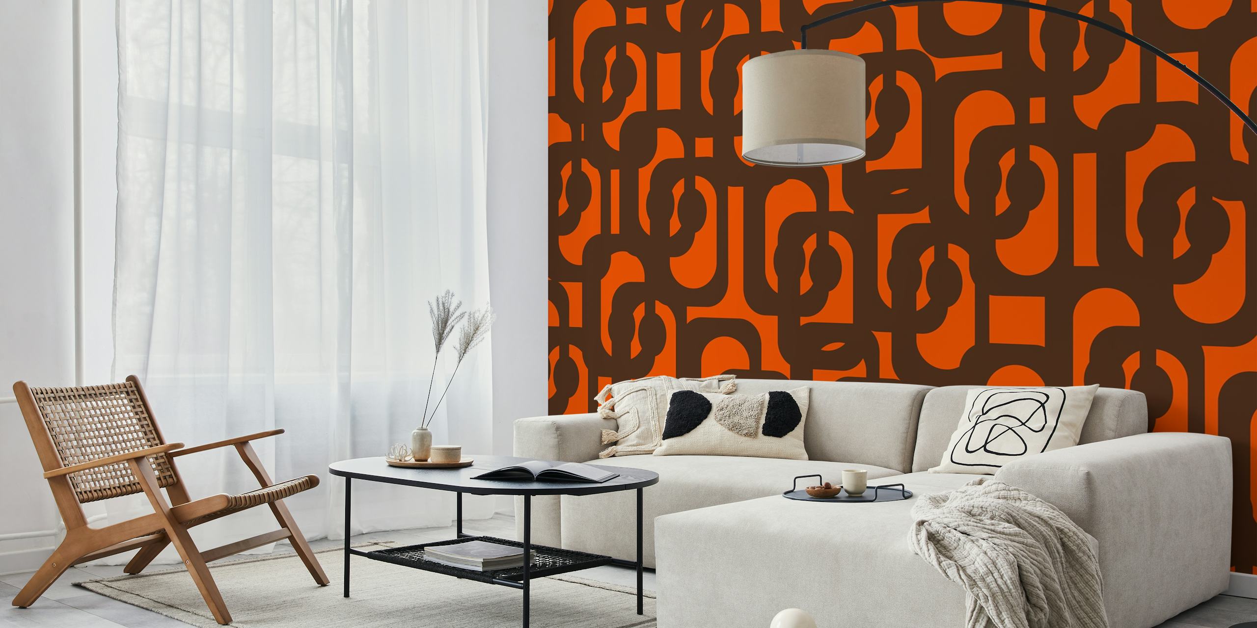 Mid Century Modern Loops wallpaper in a room
