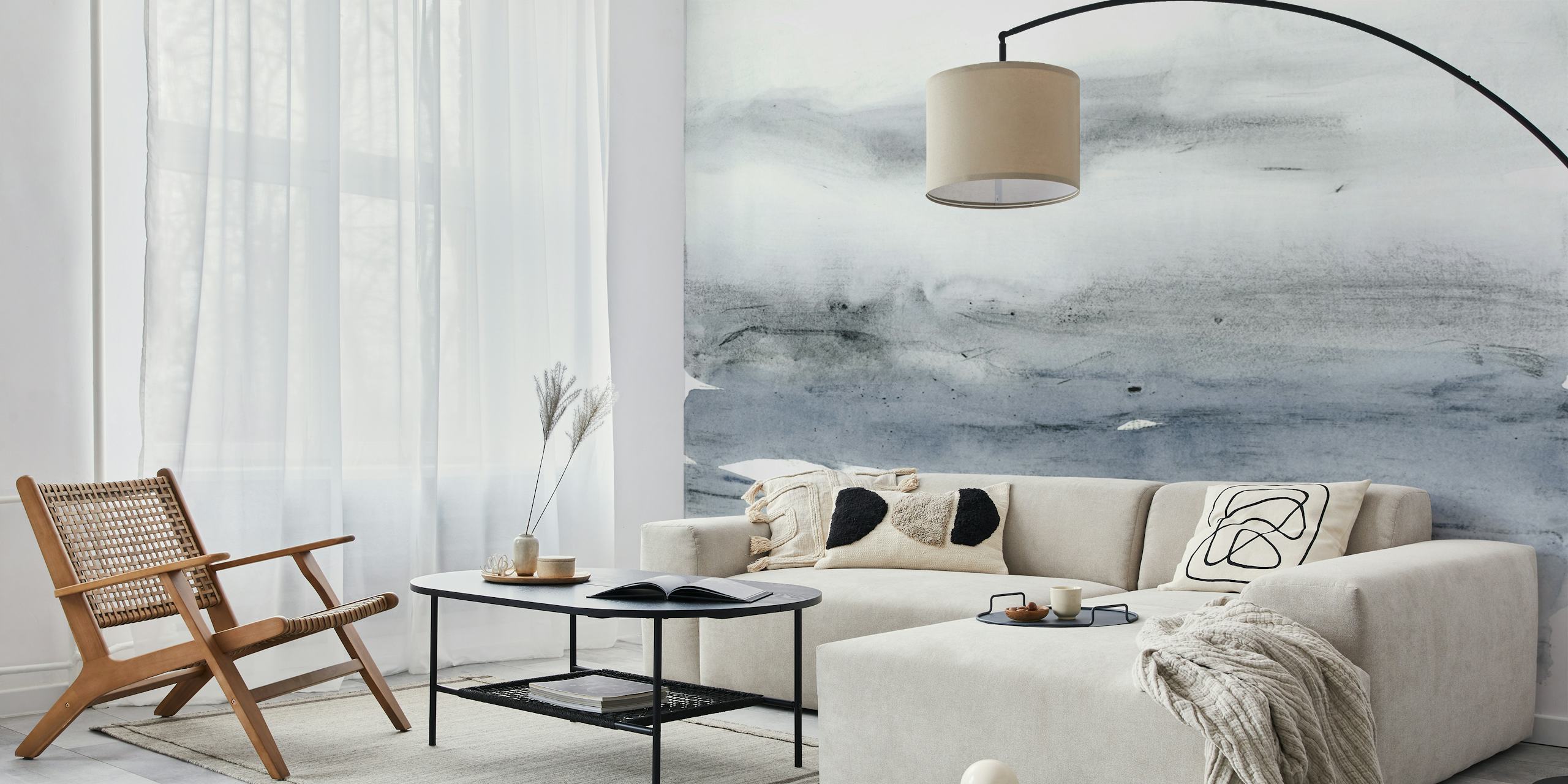 Misty minimal landscape papel pintado en una habitación