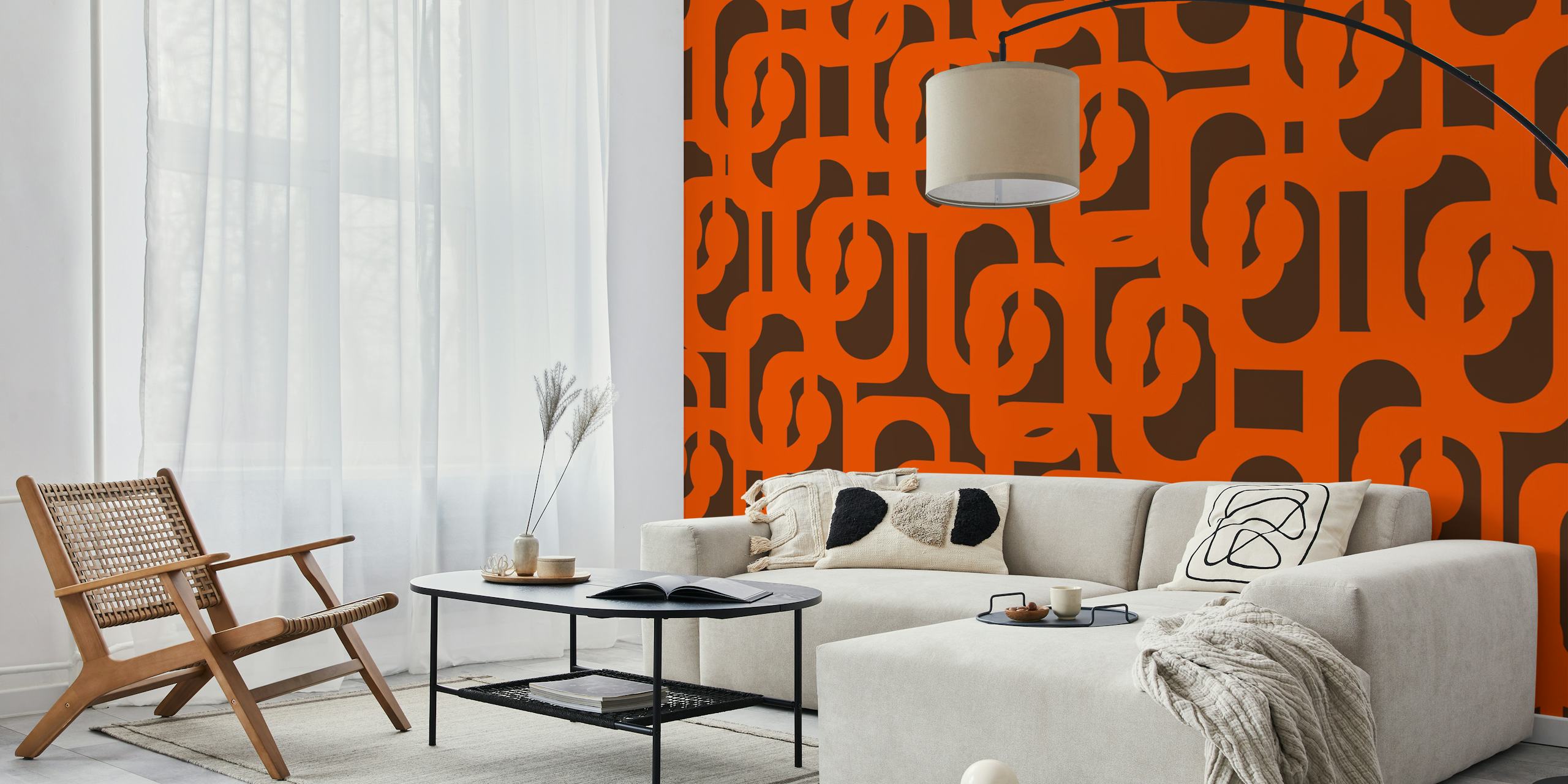 Papel de parede Mid Century Modern Loops em um cômodo