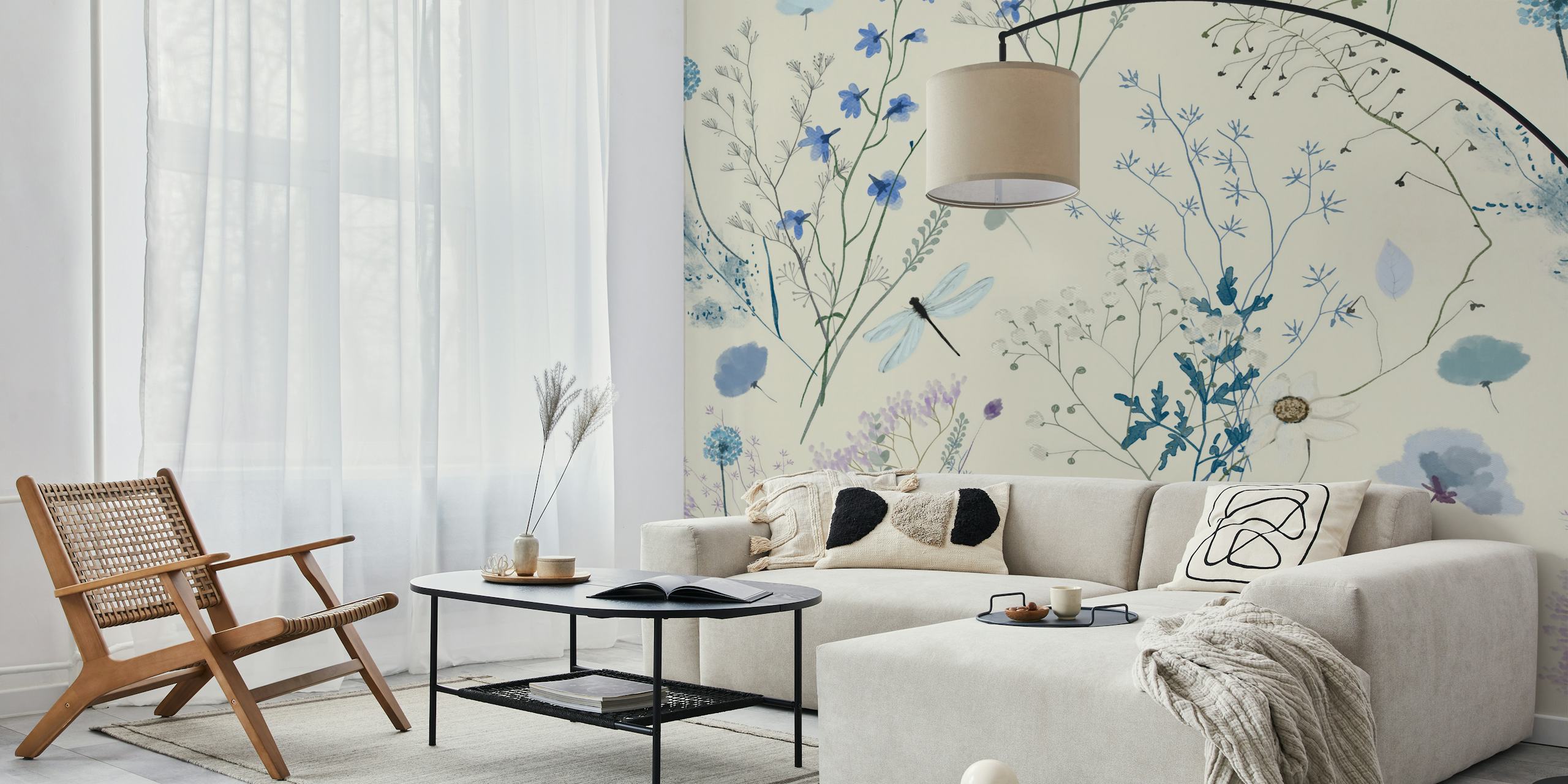 Floral wallpaper in a room setting