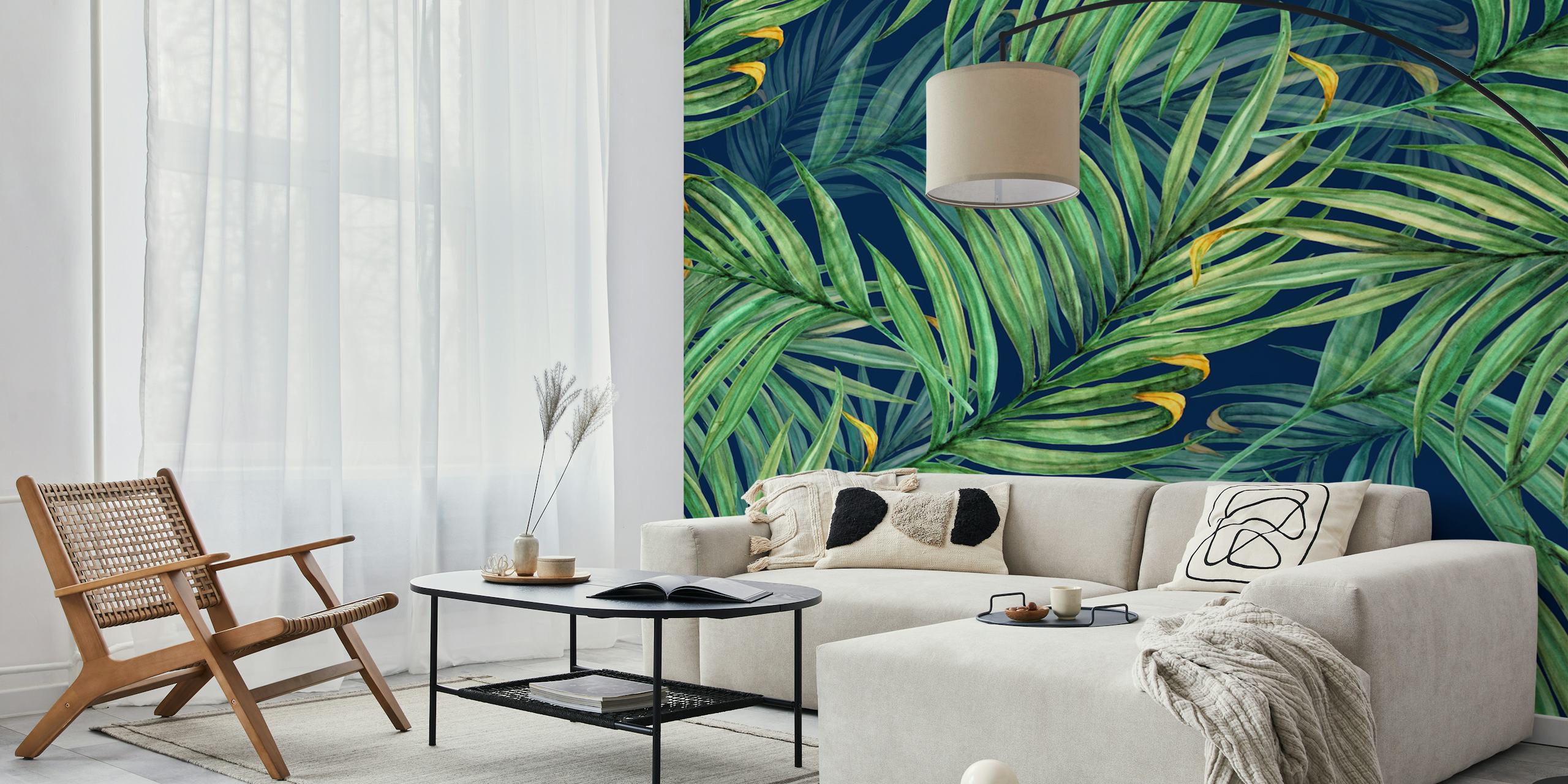 Palm leaves wallpaper em um quarto