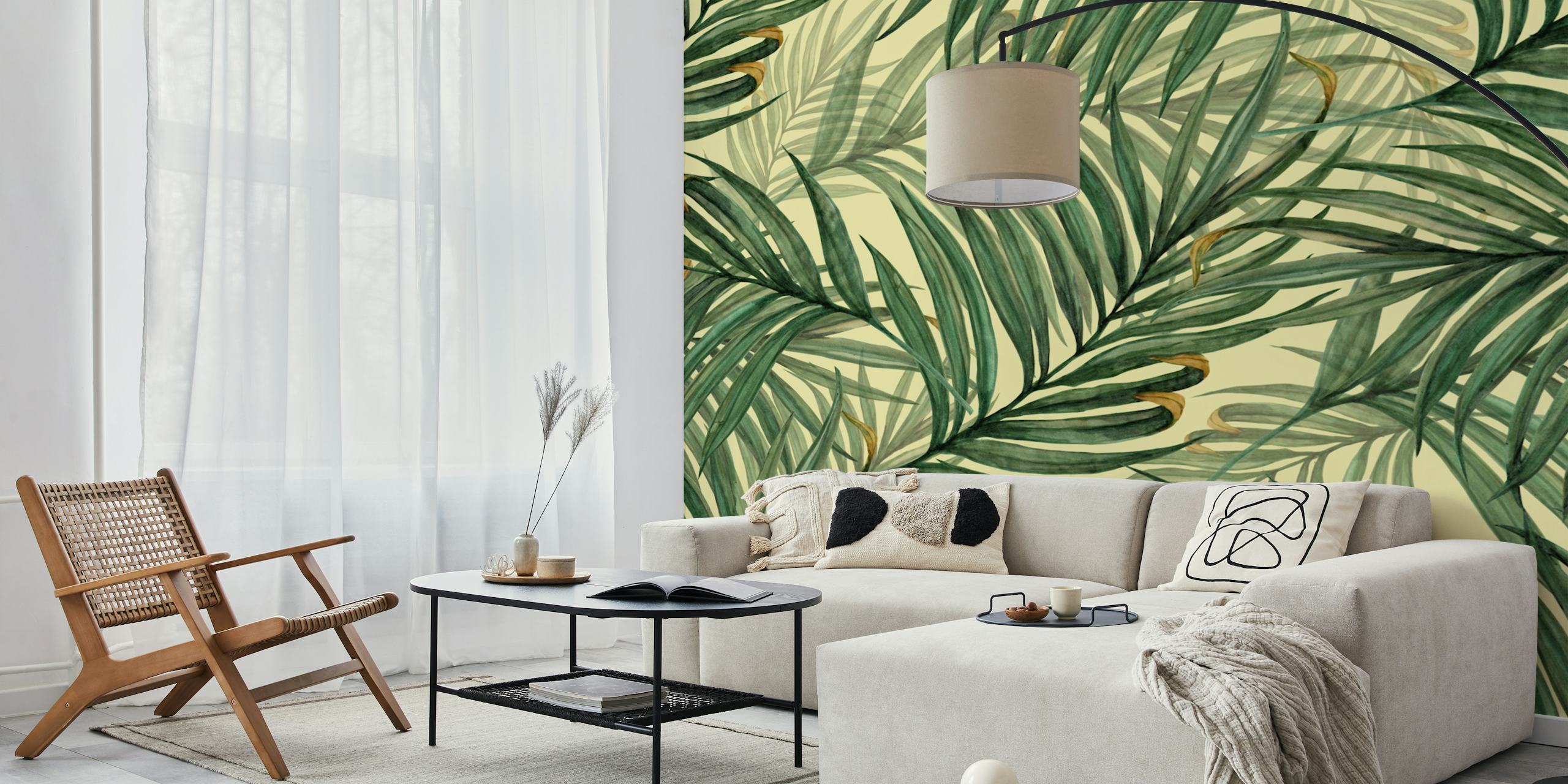 Ταπετσαρία Palm Leaves σε κρεμ χρώμα