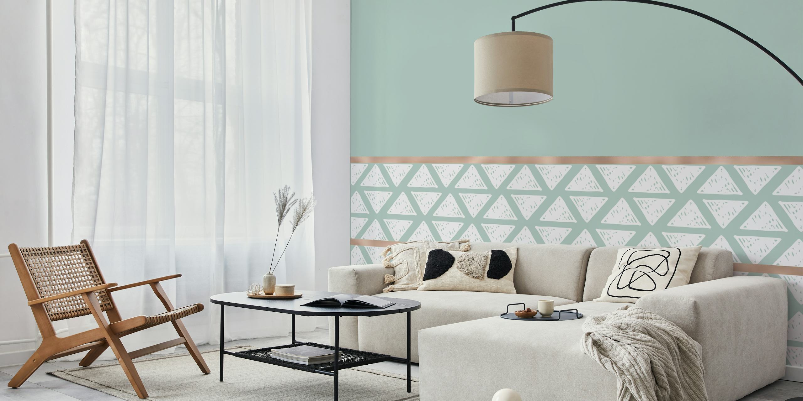 Tranquil triangles wallpaper in a room