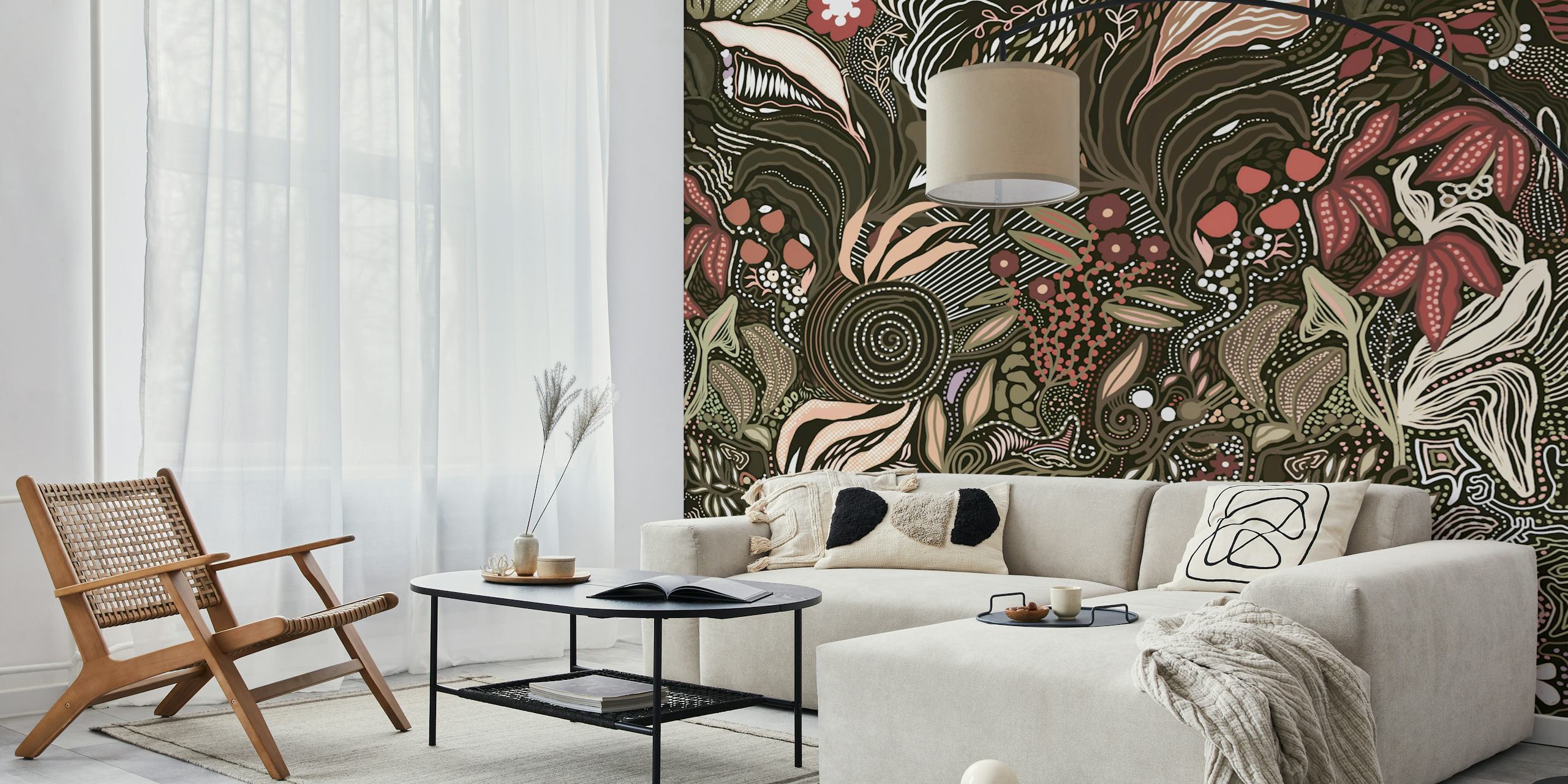 Fleuanthia behangontwerp in een kamer
