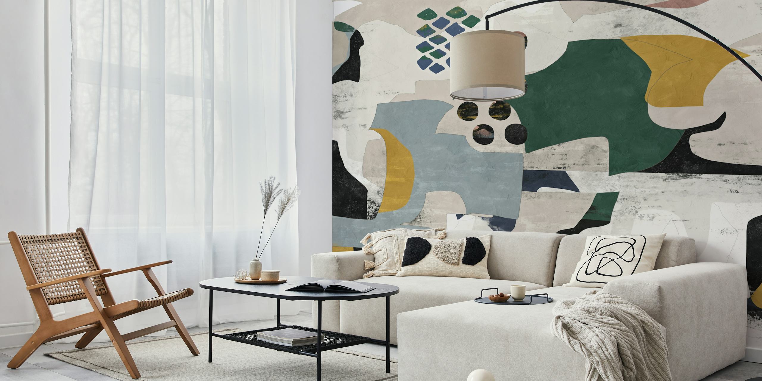 Modernist Shapes Decor wallpaper in a room