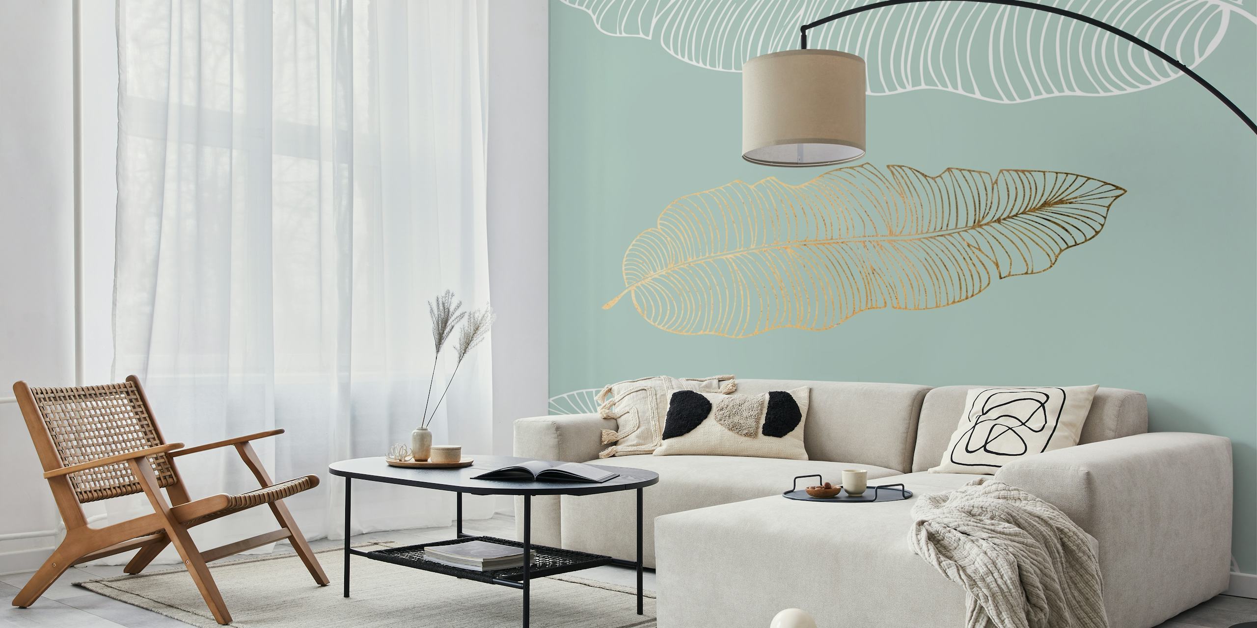 Elegant Leaf Veins wallpaper in a room