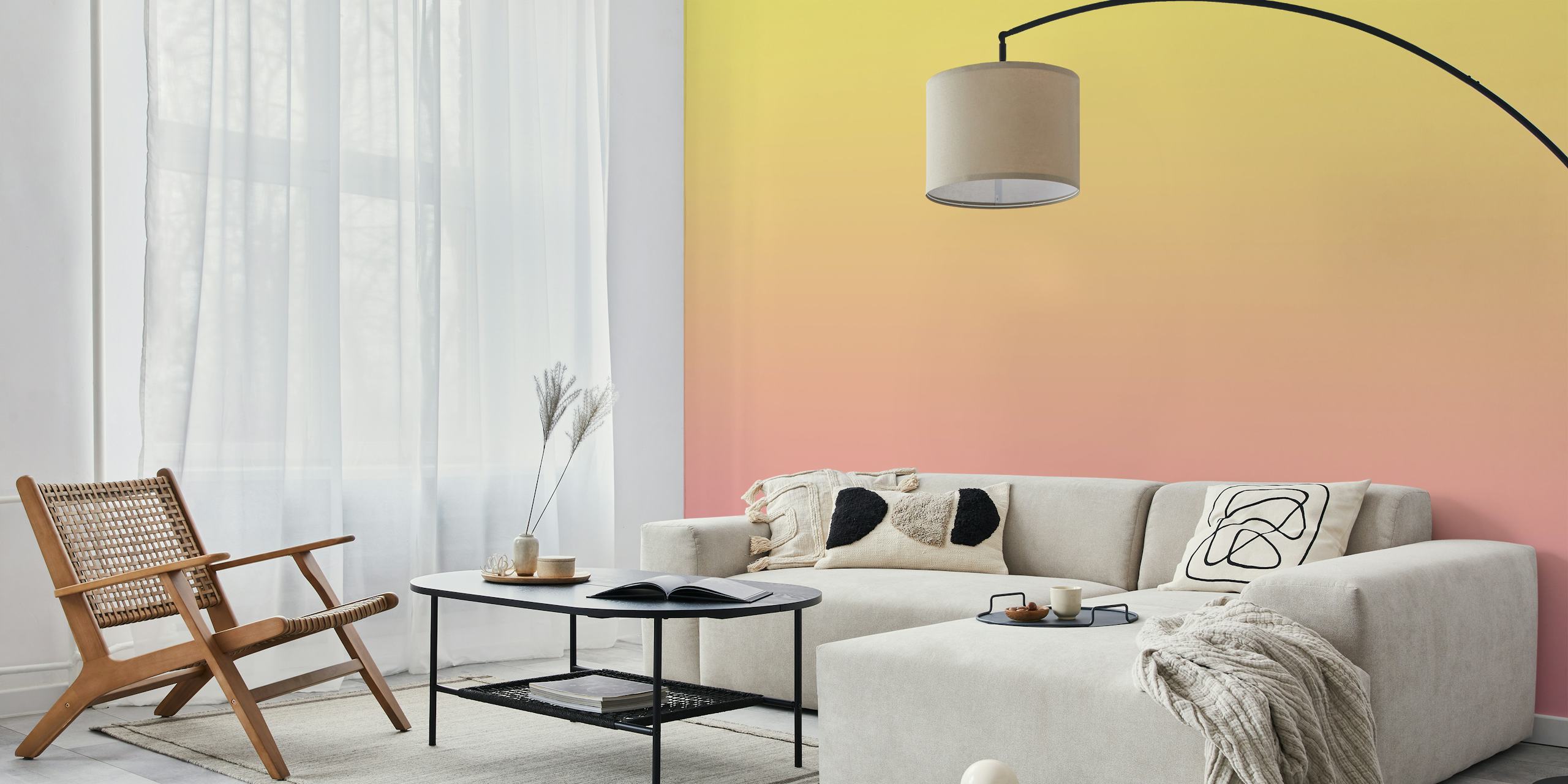 Pastel sunrise blend gradient wallpaper in a room