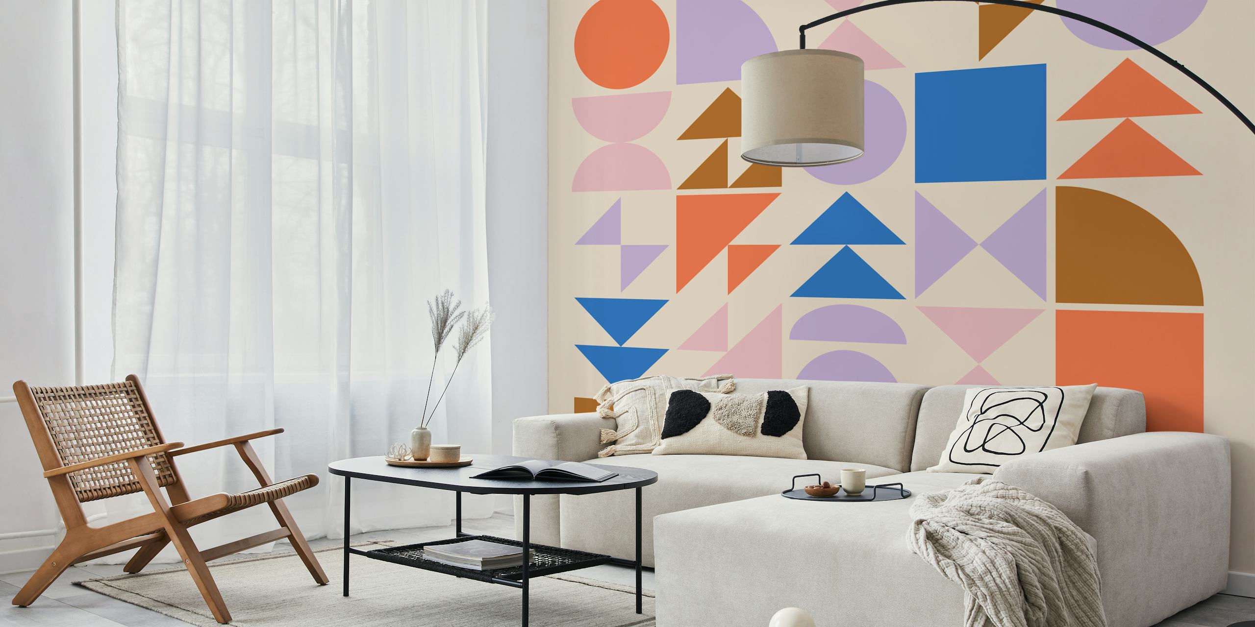 Colorful Geometric Shapes carta da parati in una stanza