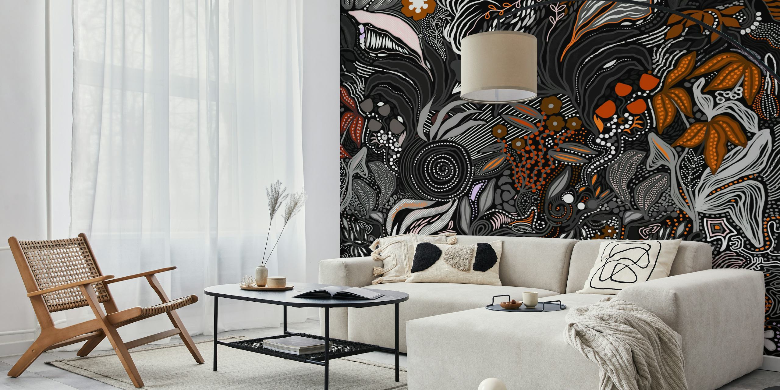 Ornate Botanical-tapet i et rom