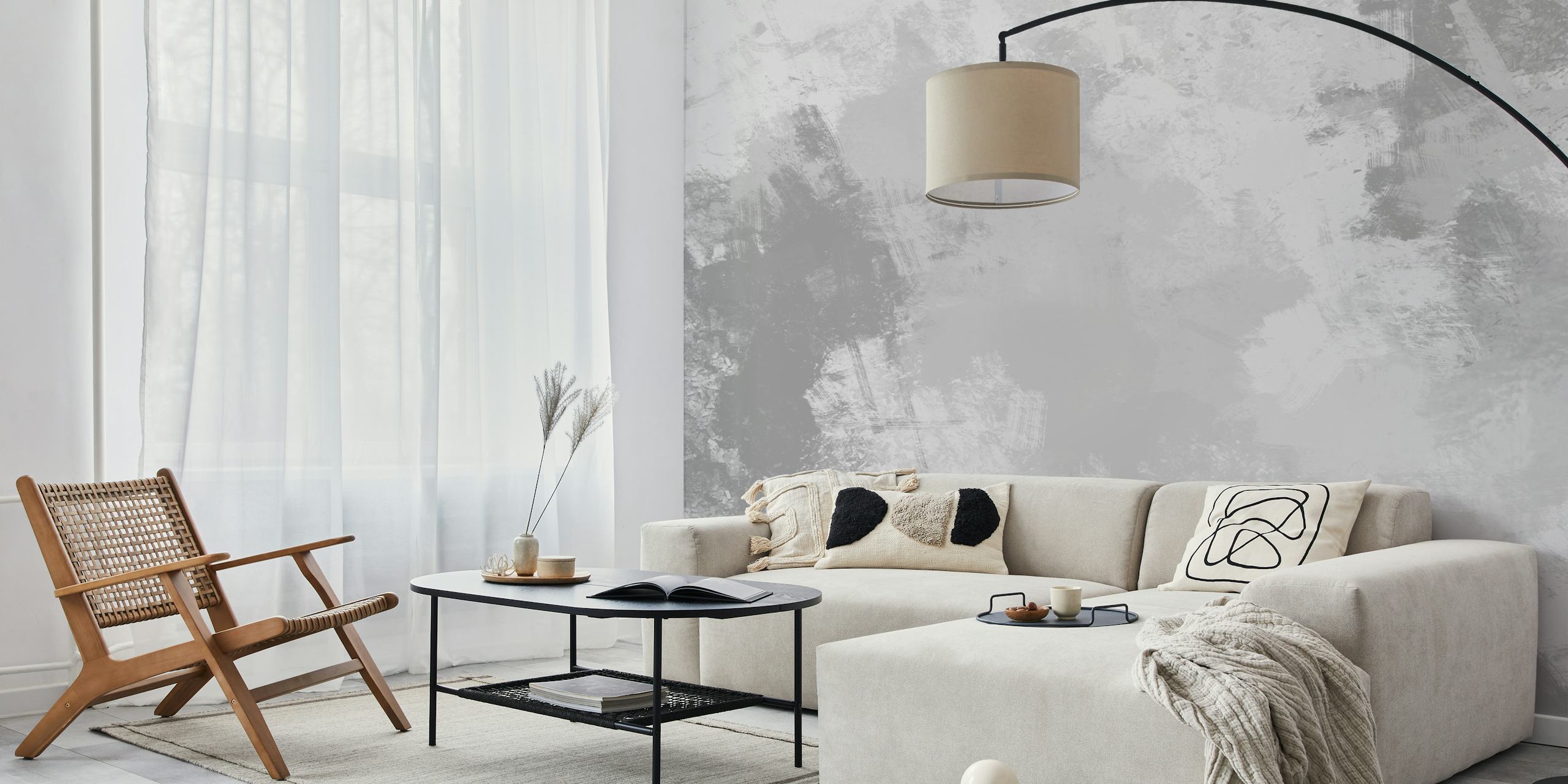 Abstract gray textured wallpaper en una habitación