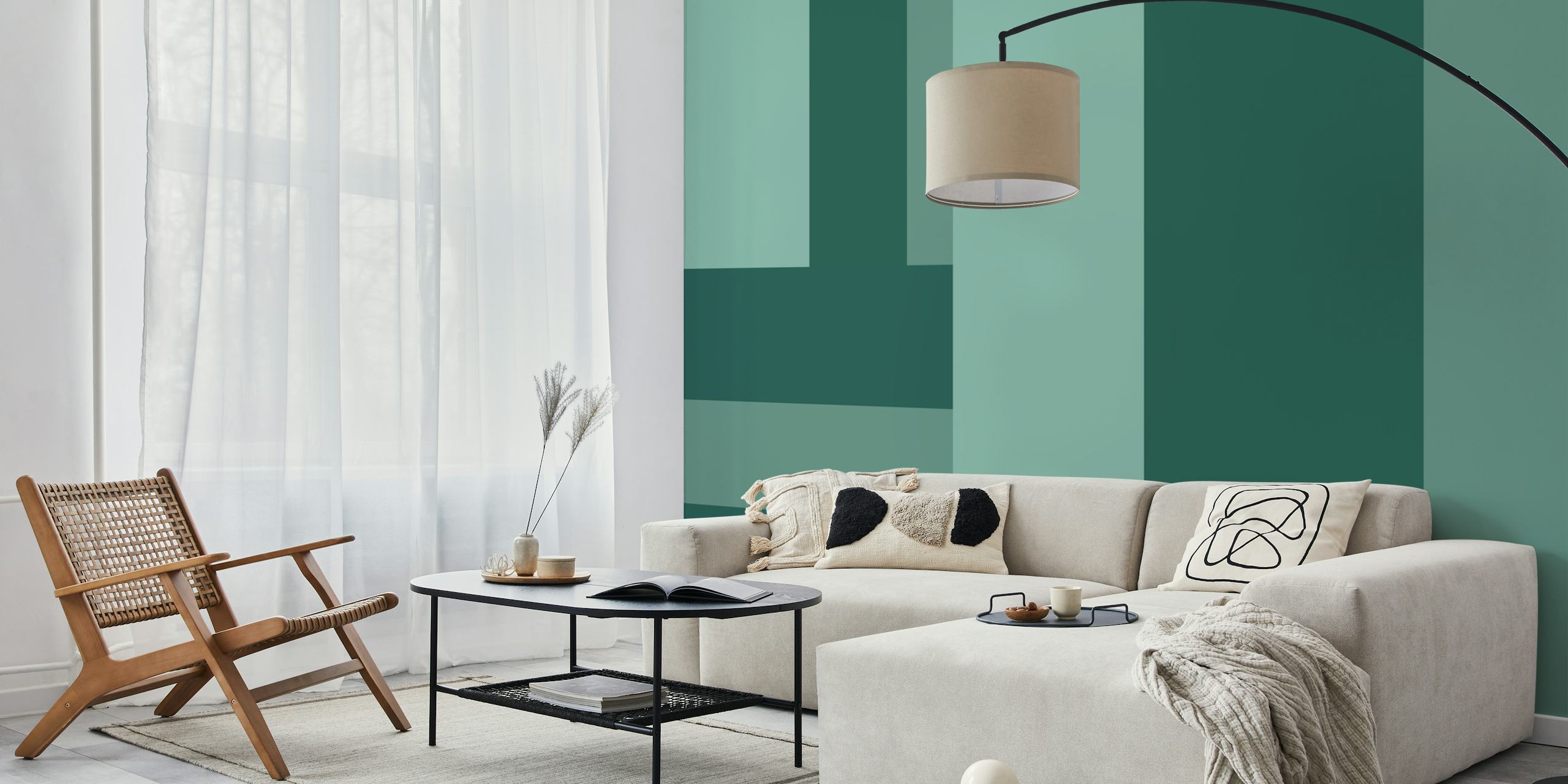 Papel de parede Contemporary Lines Decor em um quarto