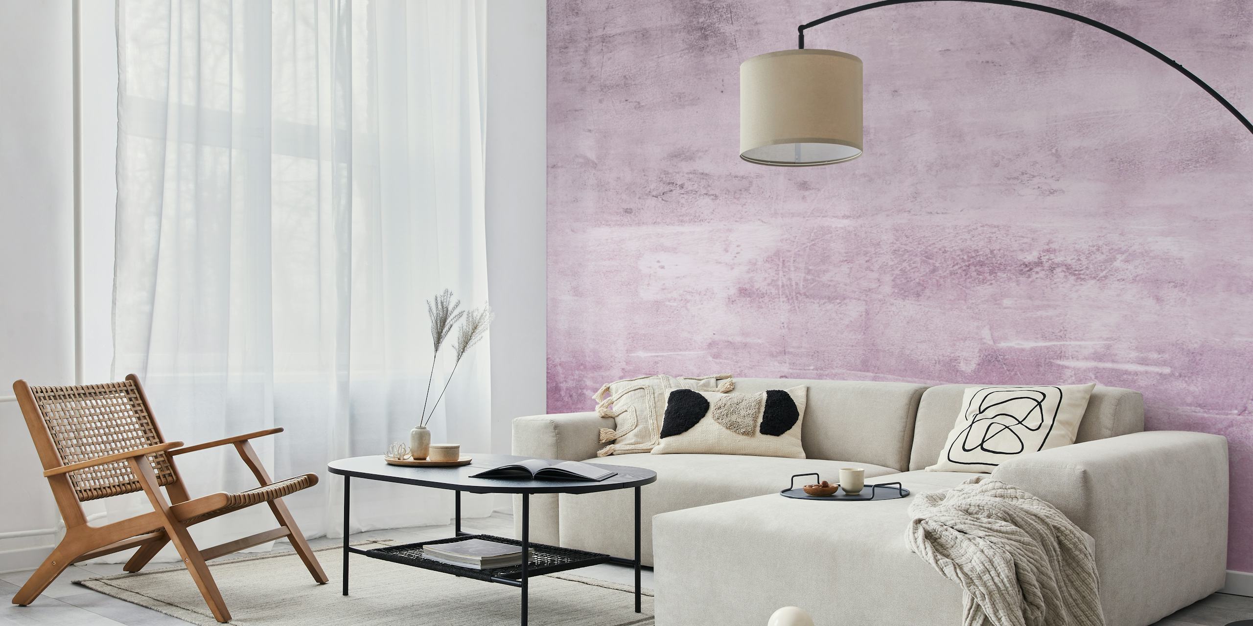 Soft malva texture tapet i ett rum