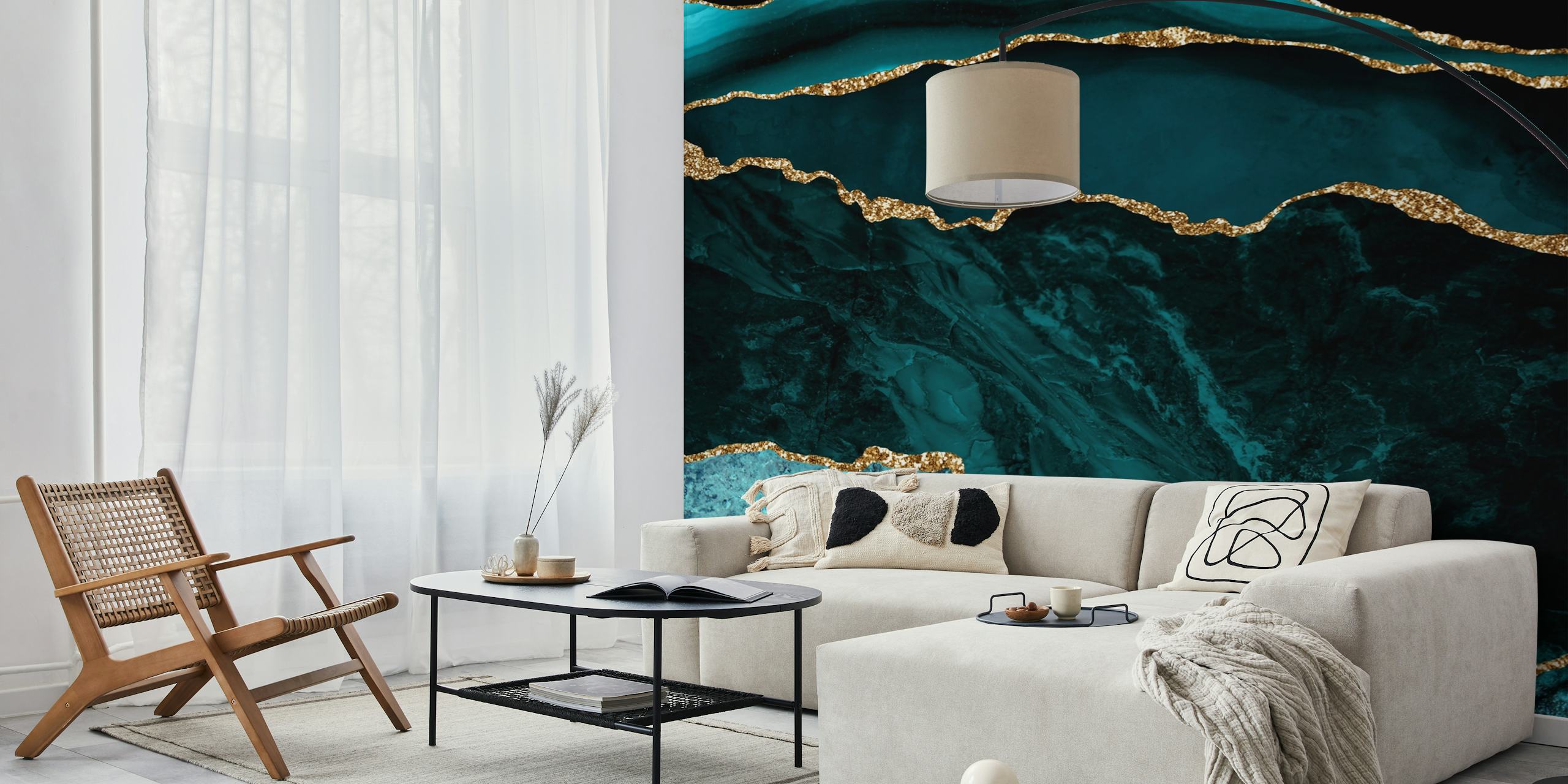Moody Teal e Gold design astratto