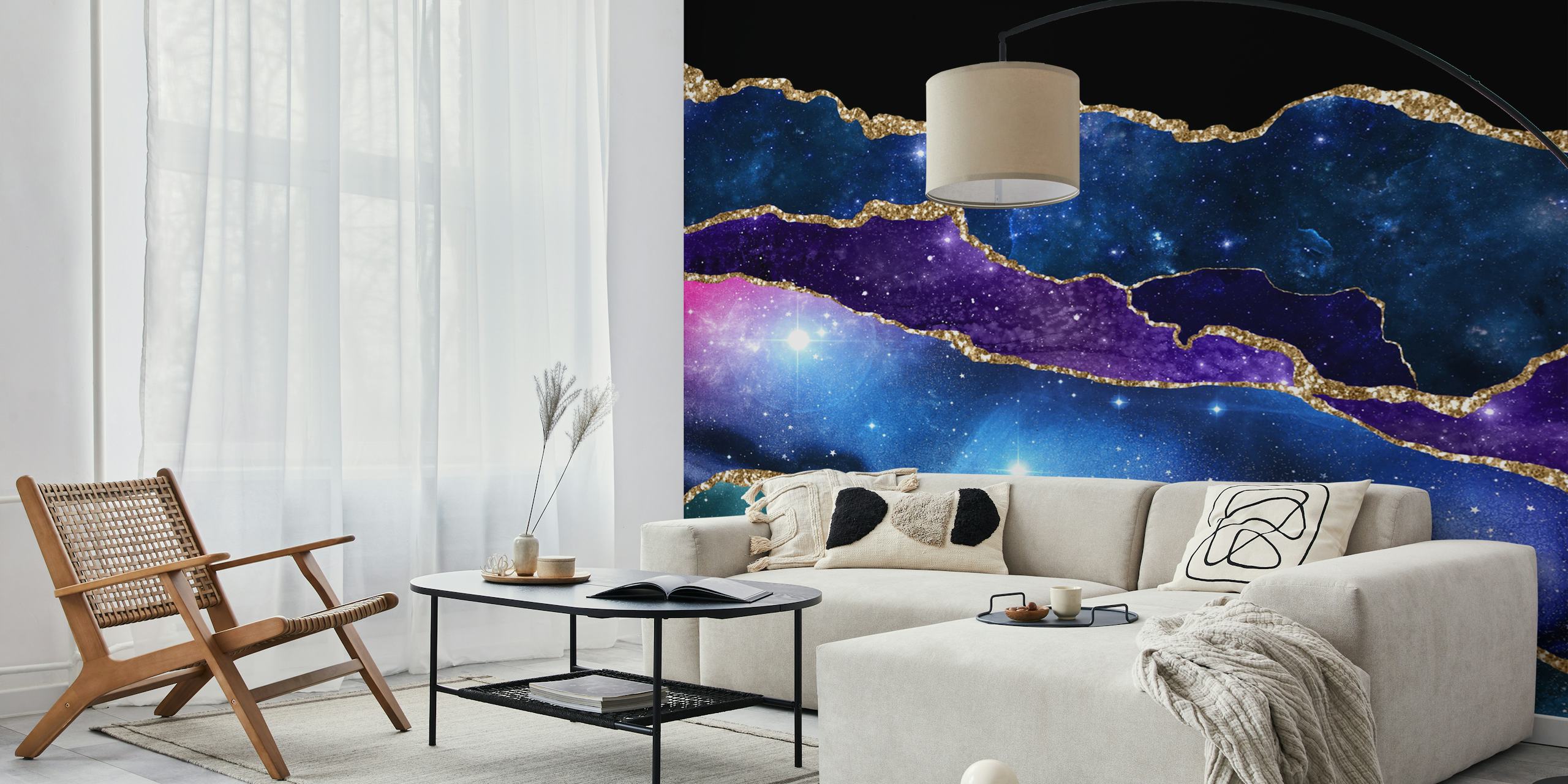 Universe Stars Night Marble carta da parati in una stanza