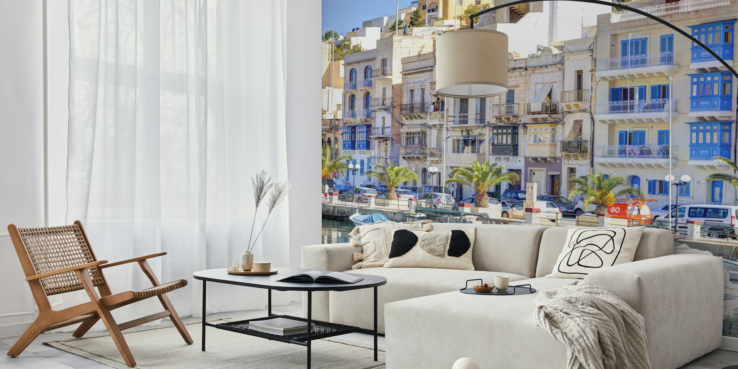Marina Bliss in Senglea wallpaper in a room