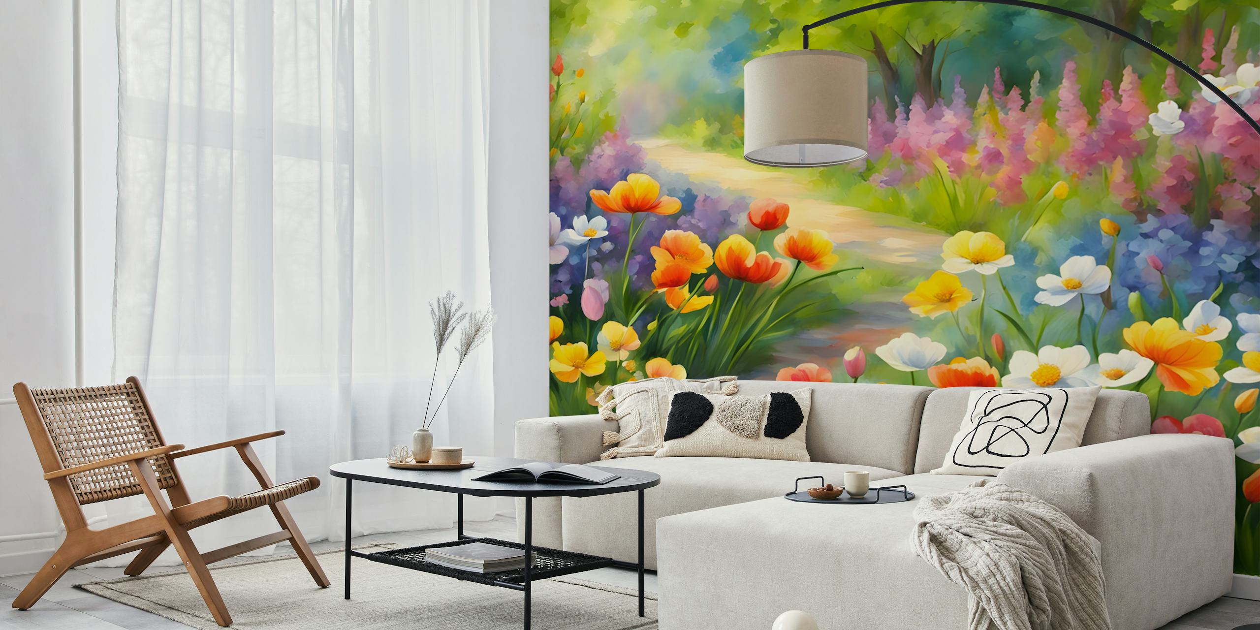 Σχέδιο ταπετσαρίας Colorful Garden σε ένα δωμάτιο