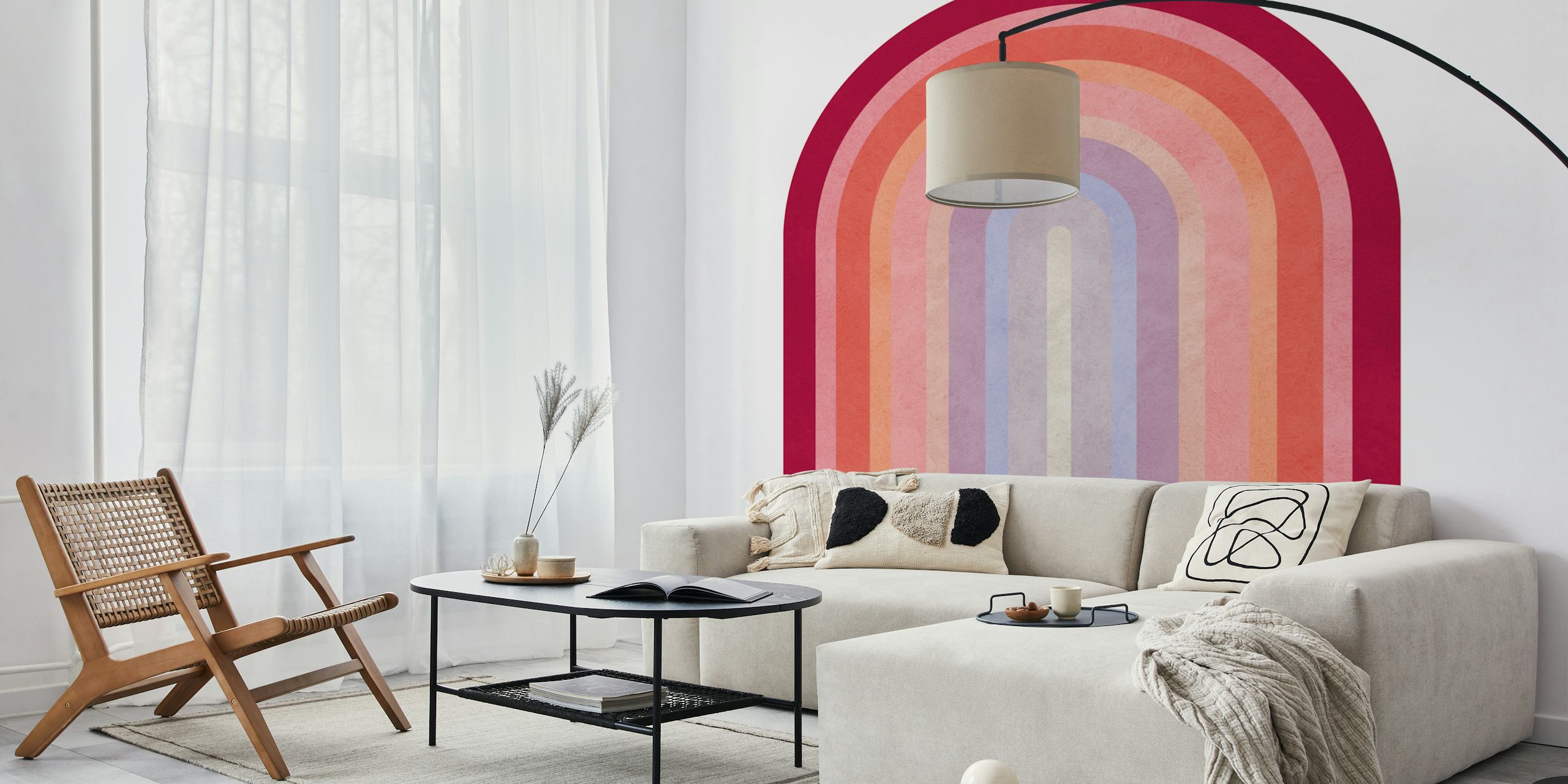 Expressive rainbow Tapete in einem Zimmer