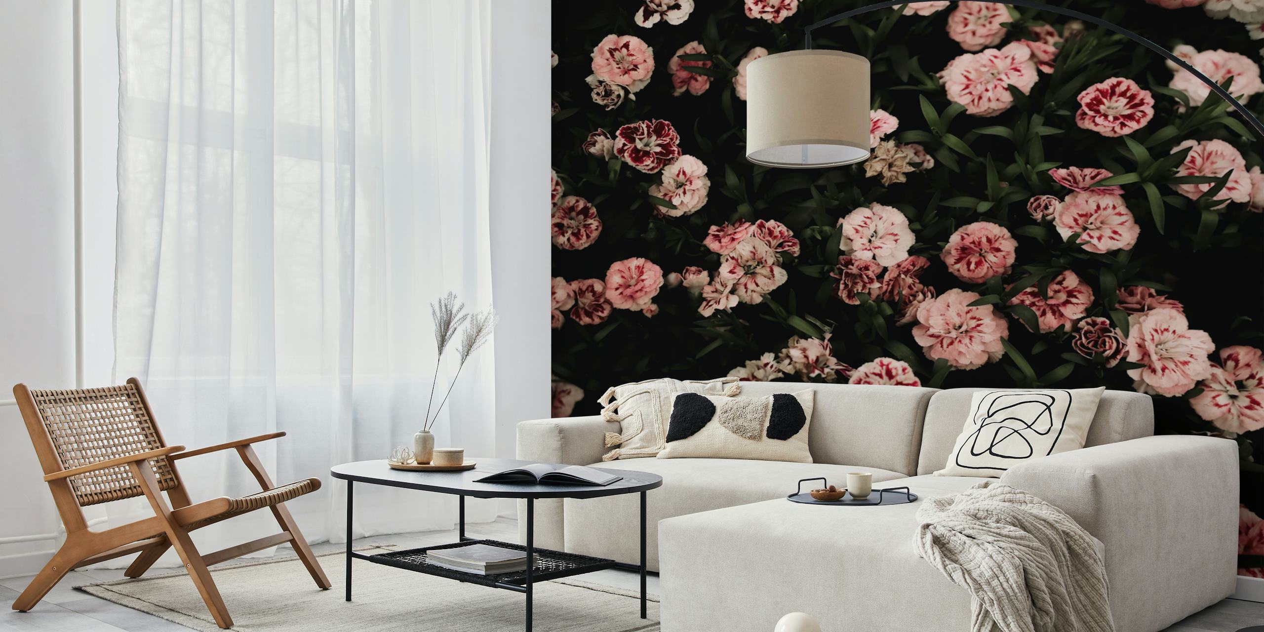 Pink floral u postavci sobe