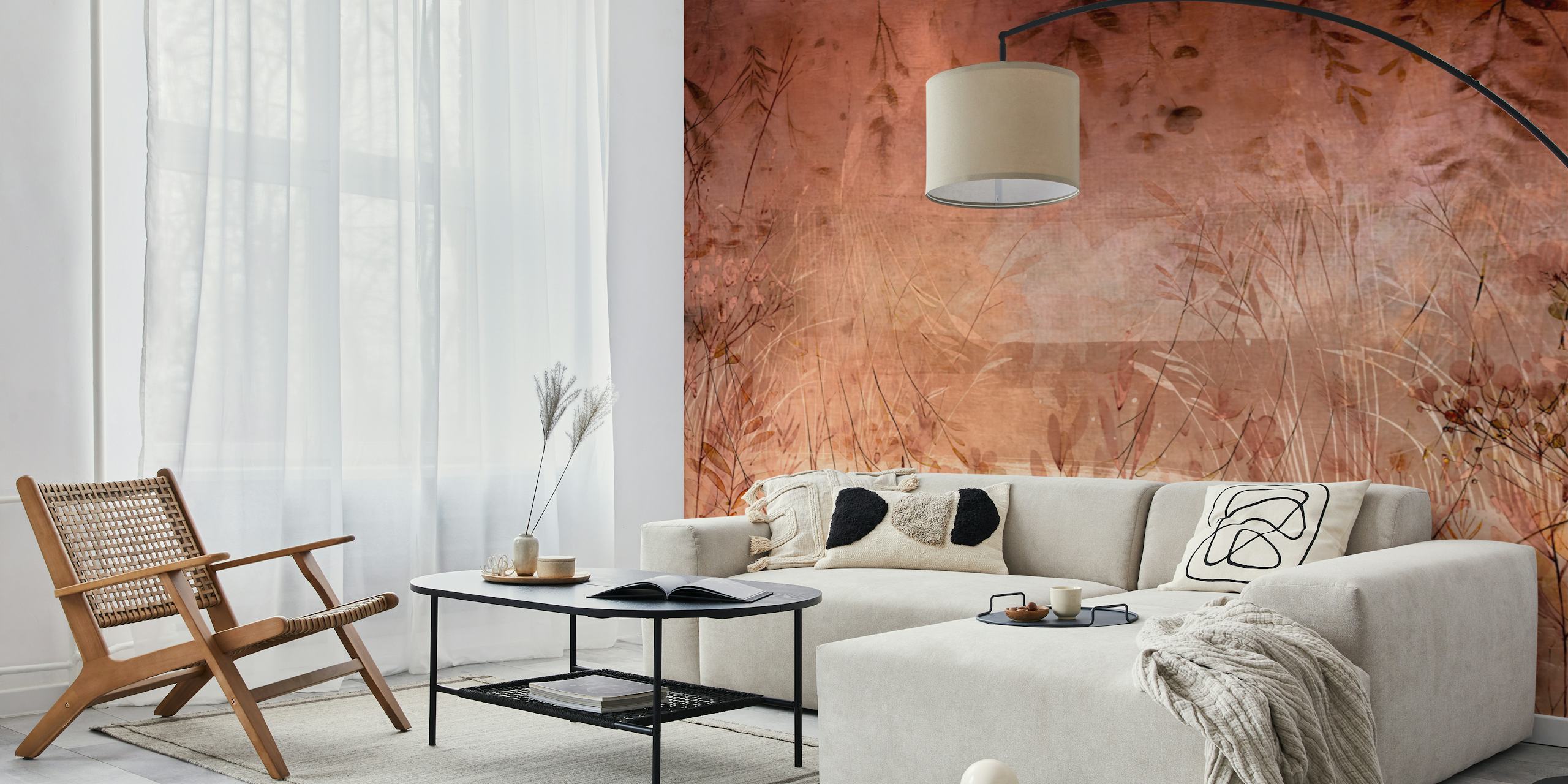 Autumn Whisper Botanicals wallpaper in a room