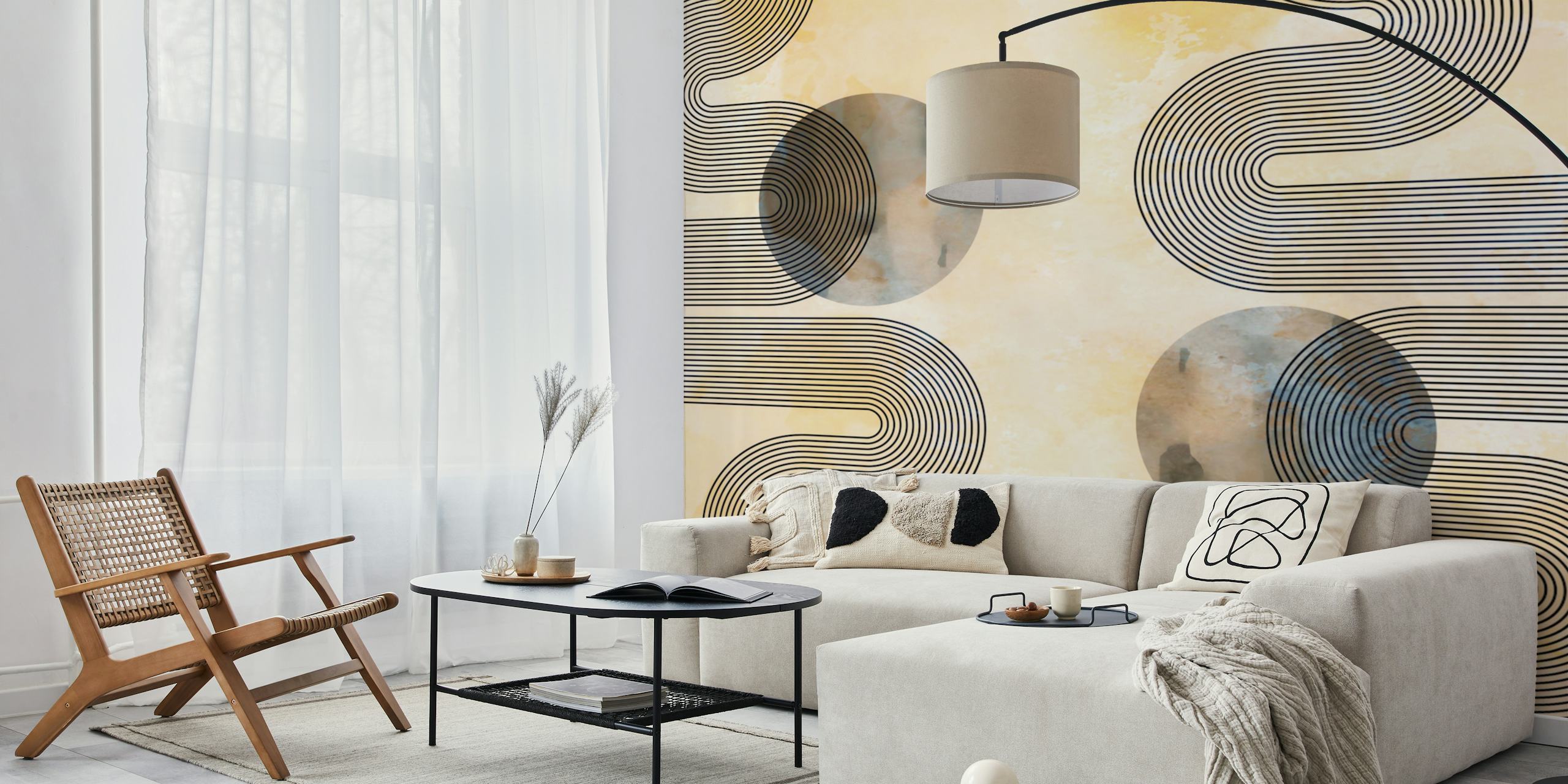 Geometric Retro Waves wallpaper in a room