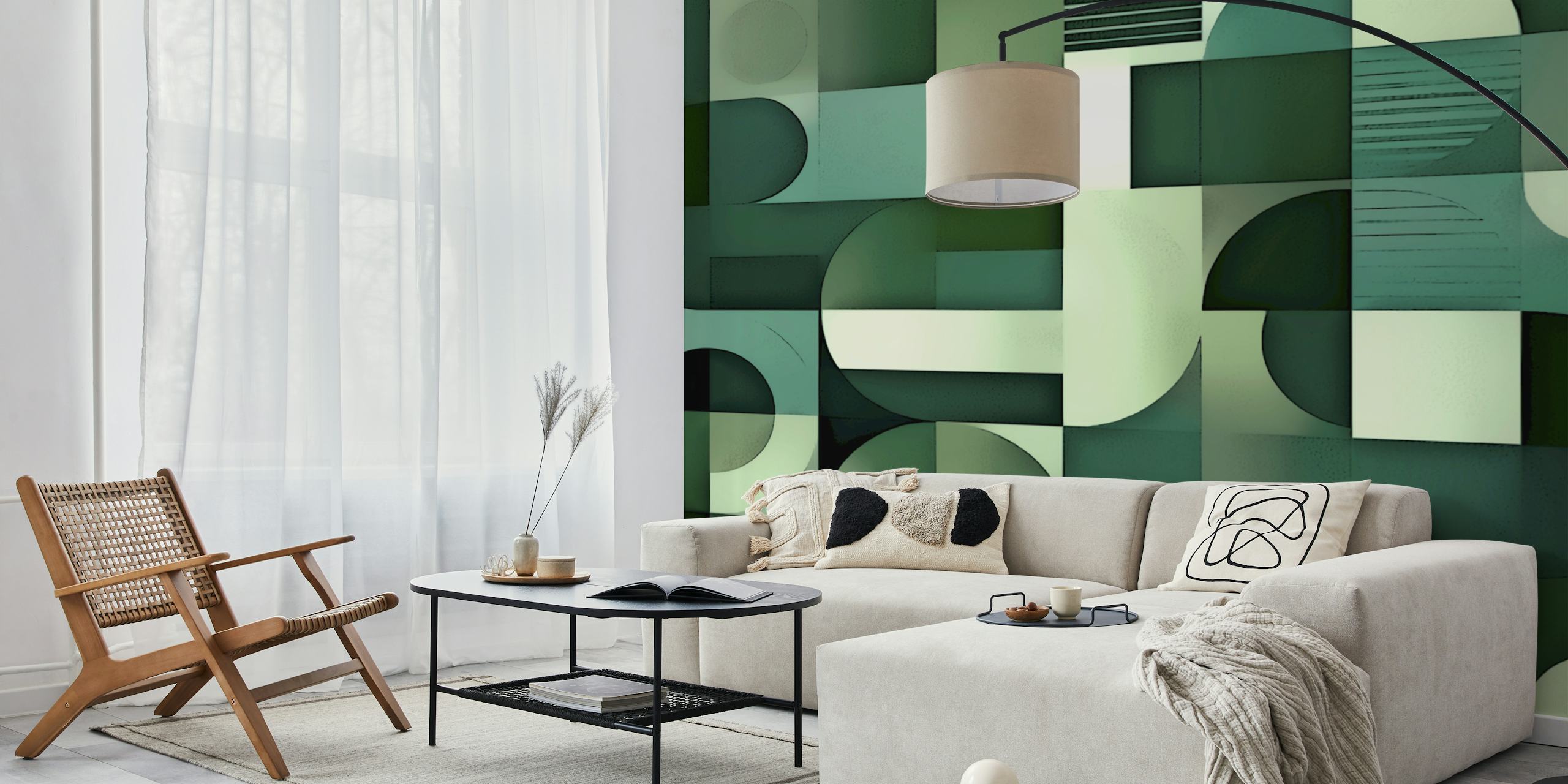 Modern Art Deco Vibes -tapettisuunnittelu huoneessa