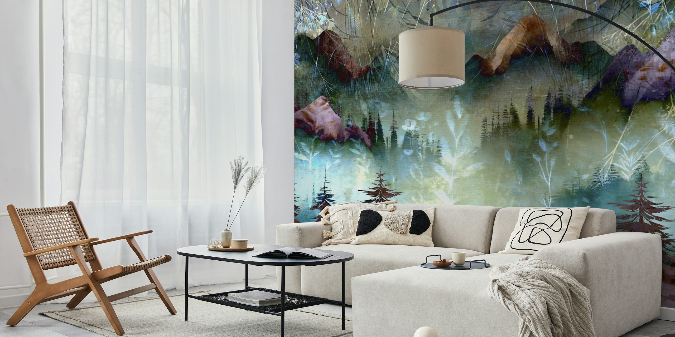 Tapeta Mystic Mountain Reflection w pokoju