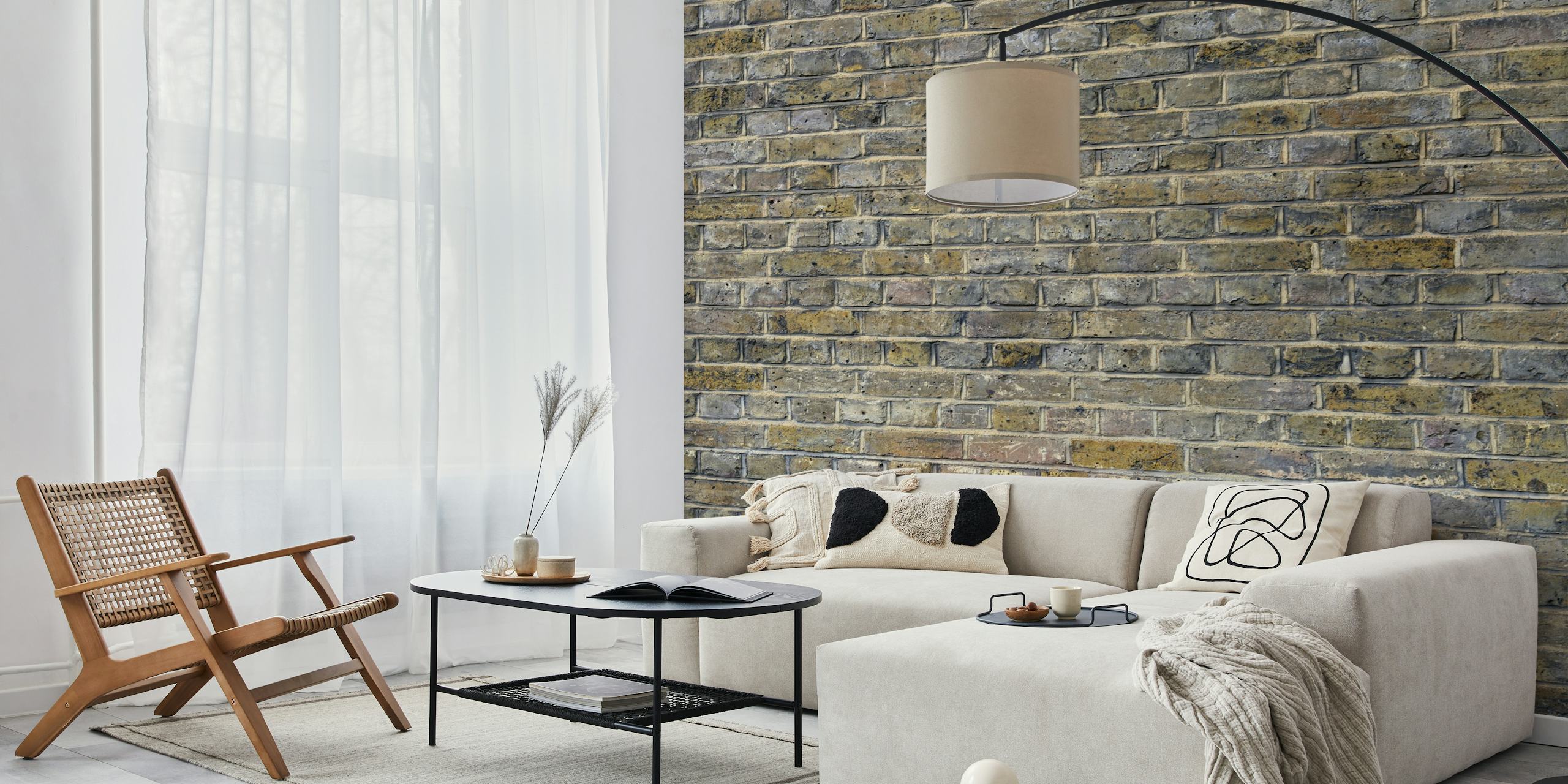 Papel tapiz Rustic Brick Charm exhibido en una habitación