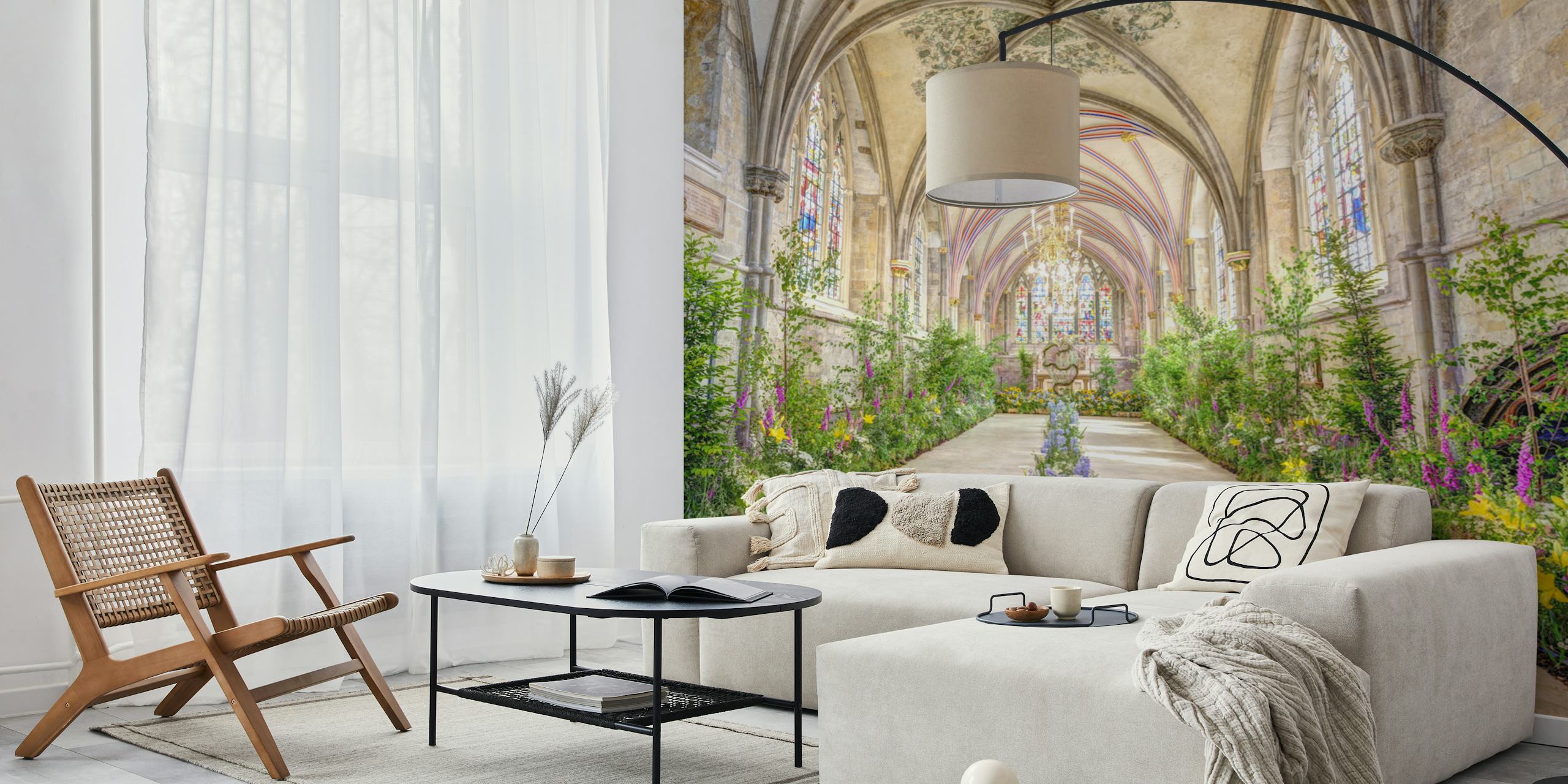 Chichester Cathedral wallpaper in a stylish room