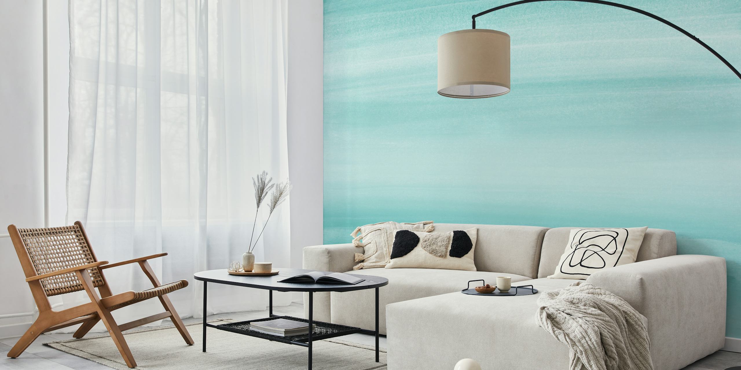 tapeta Aqua Blue Watercolor v místnosti