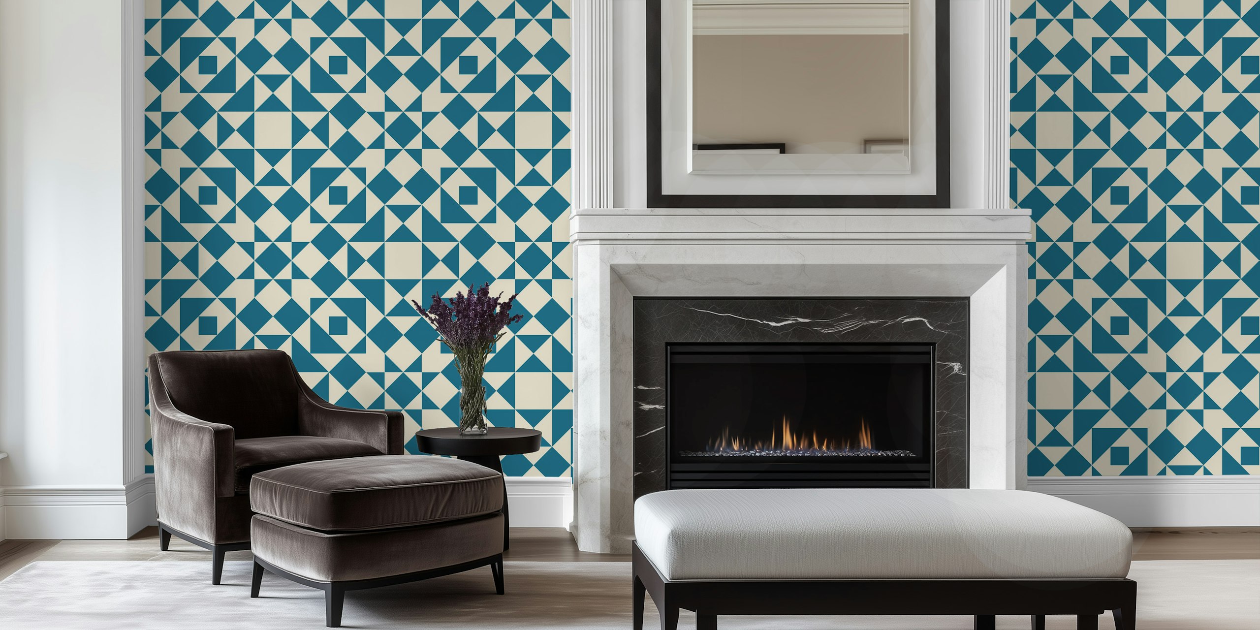 Victorian tiles patchwork tapeta u sobi