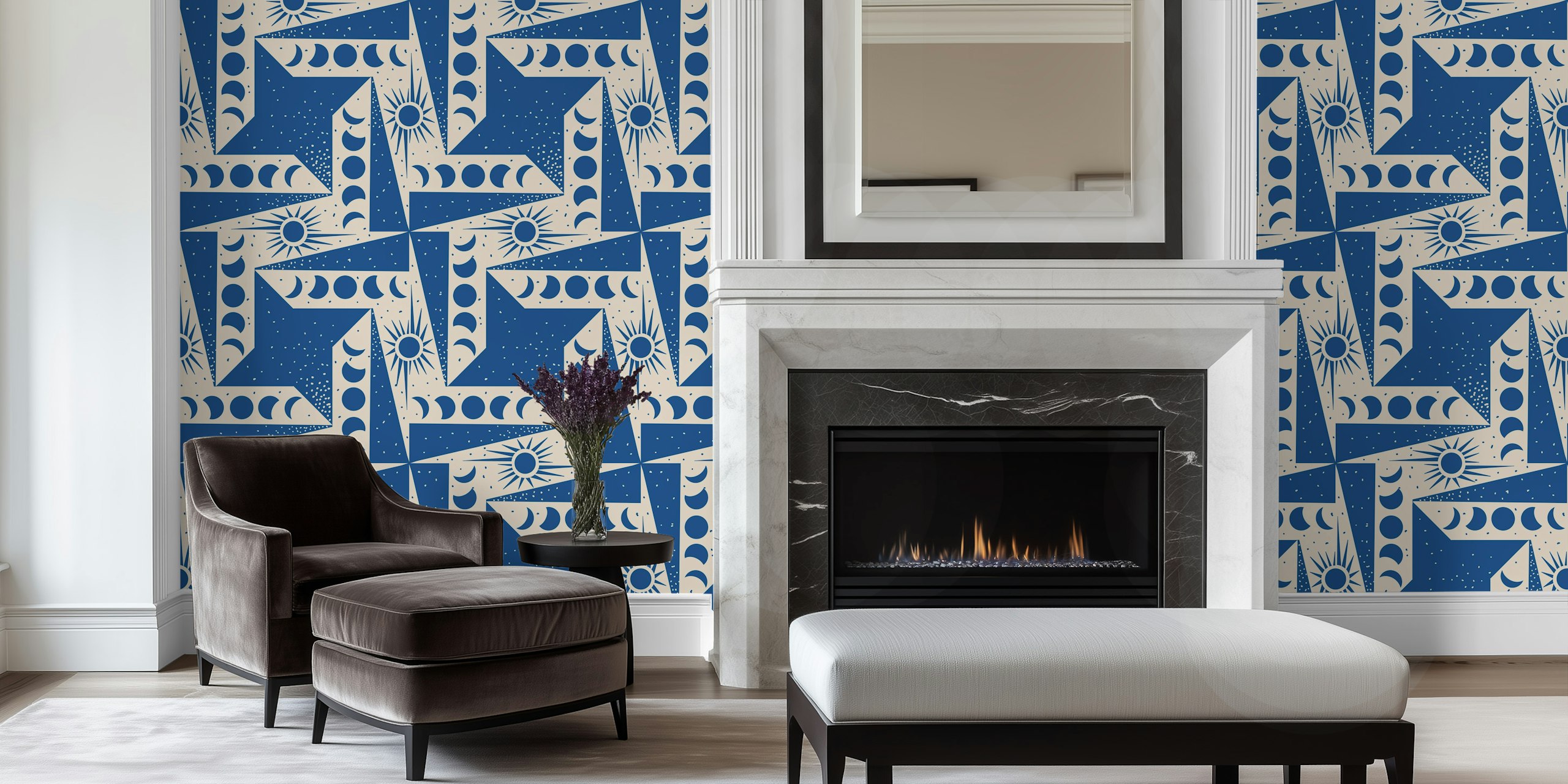 Celestial Blue Harmony wallpaper in a room