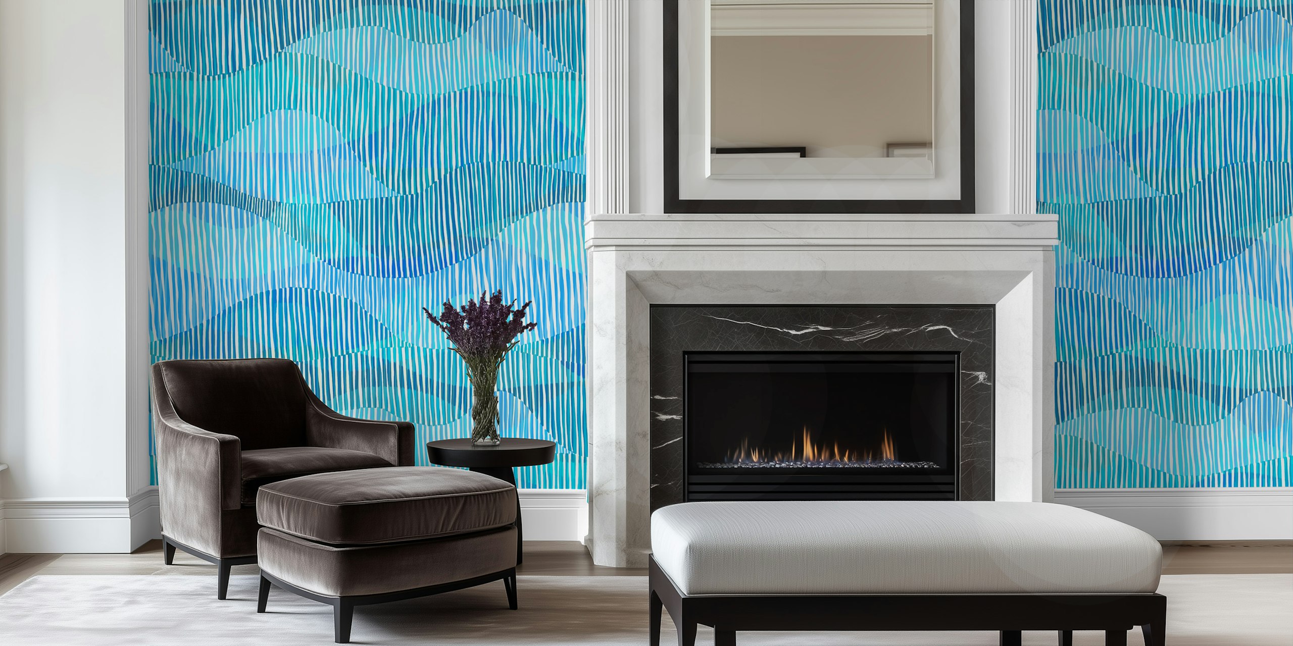 Papel pintado Blue Ocean Waves en una habitación