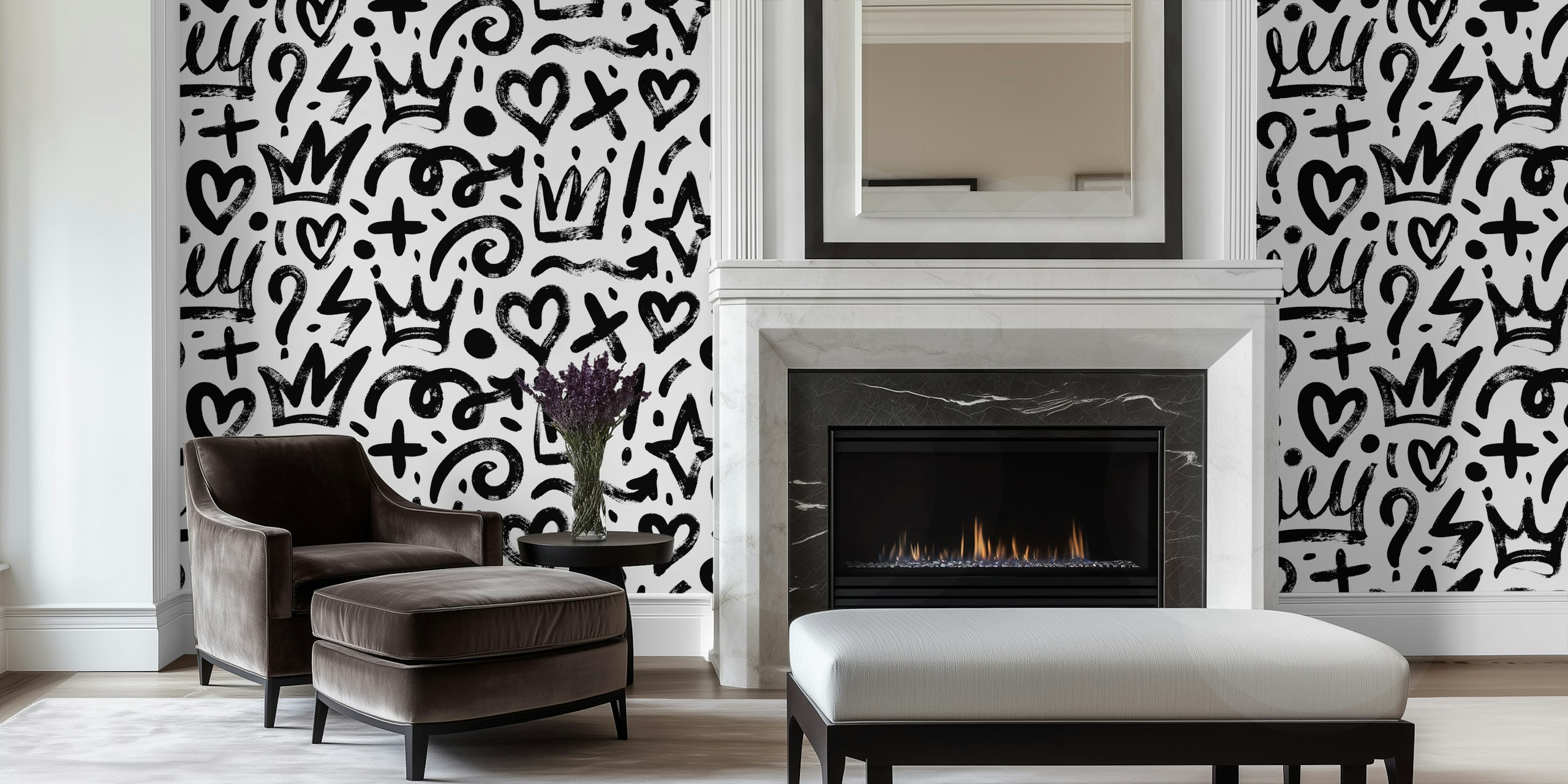 Papel tapiz Graffiti Doodles en un ambiente de habitación