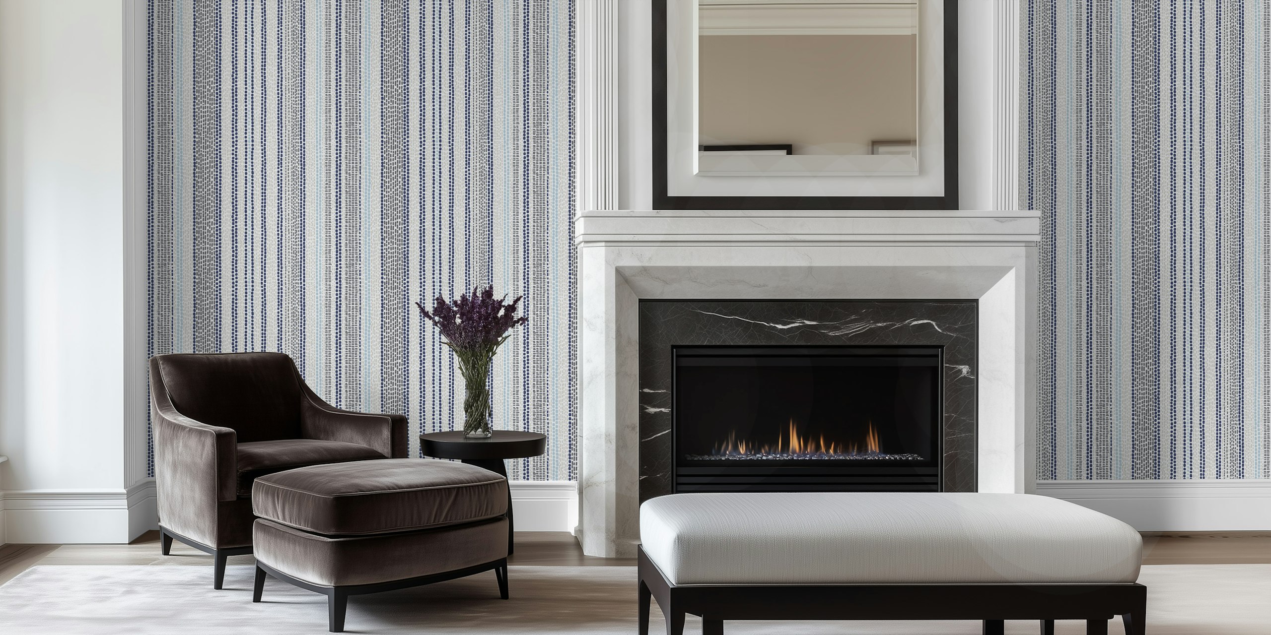 Bleu léger handwoven boho stripe wallpaper