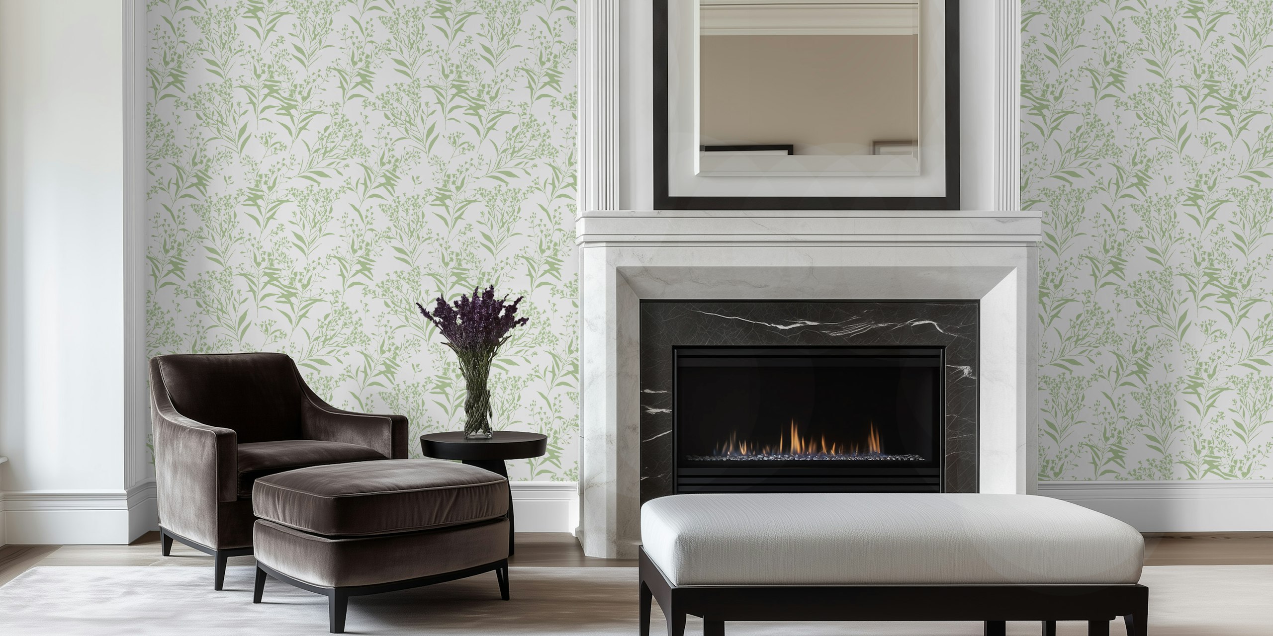 Ironweed Rustic Floral Tapete in einem Raum