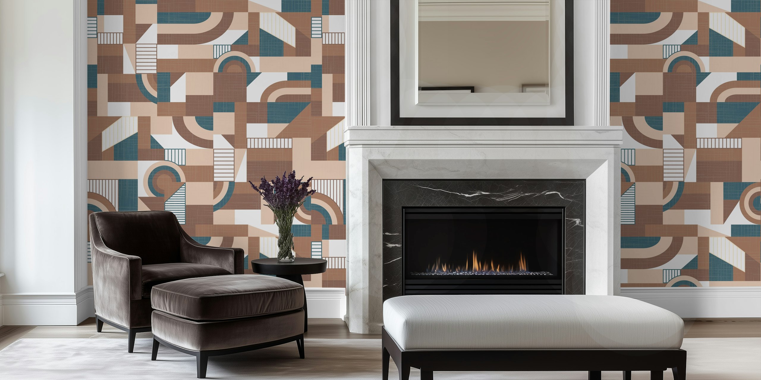 Mocha Mousse Ritmo wallpaper design in a room