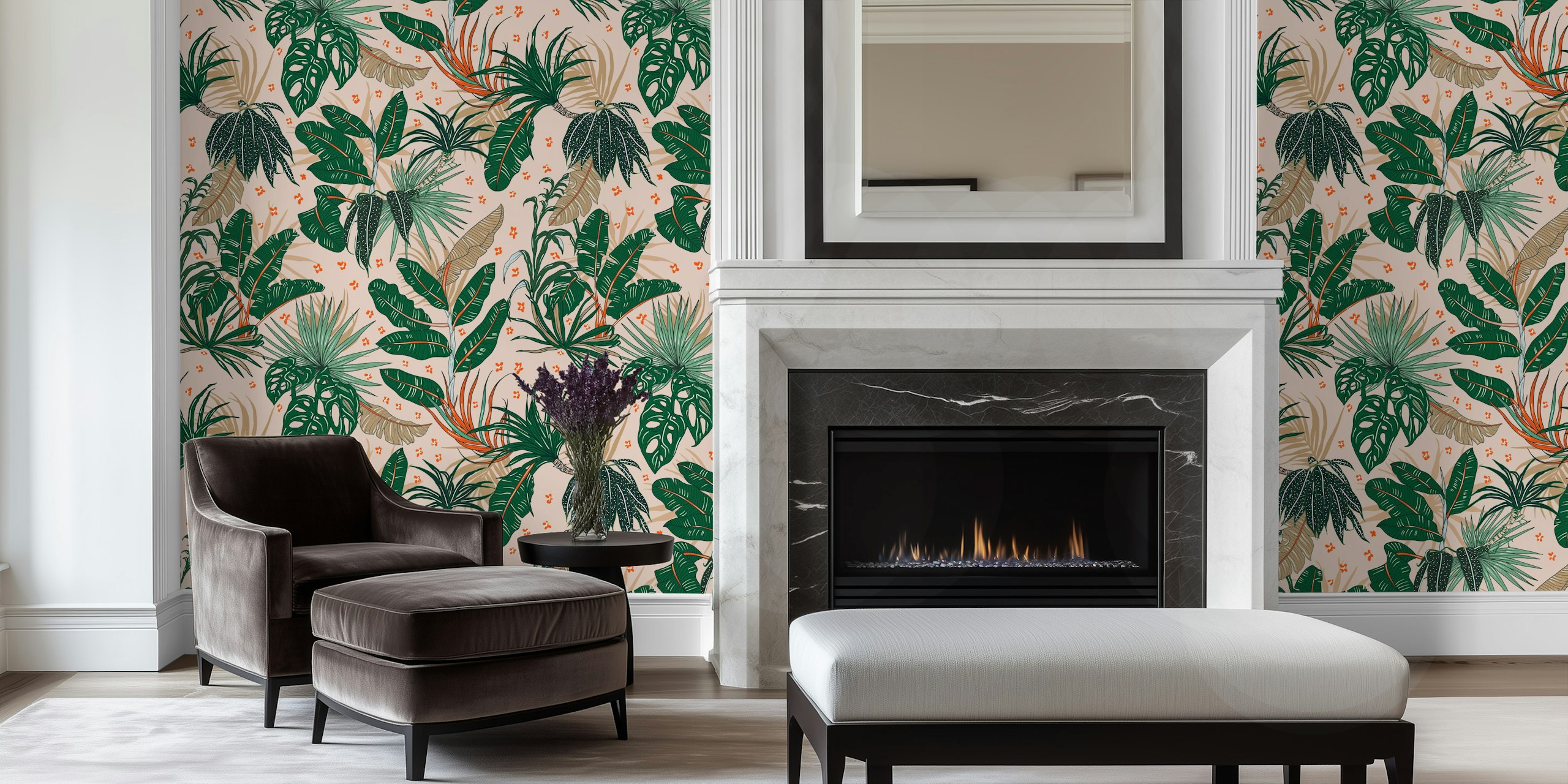 Jungle Foliage Escape tapetdesign i ett rum