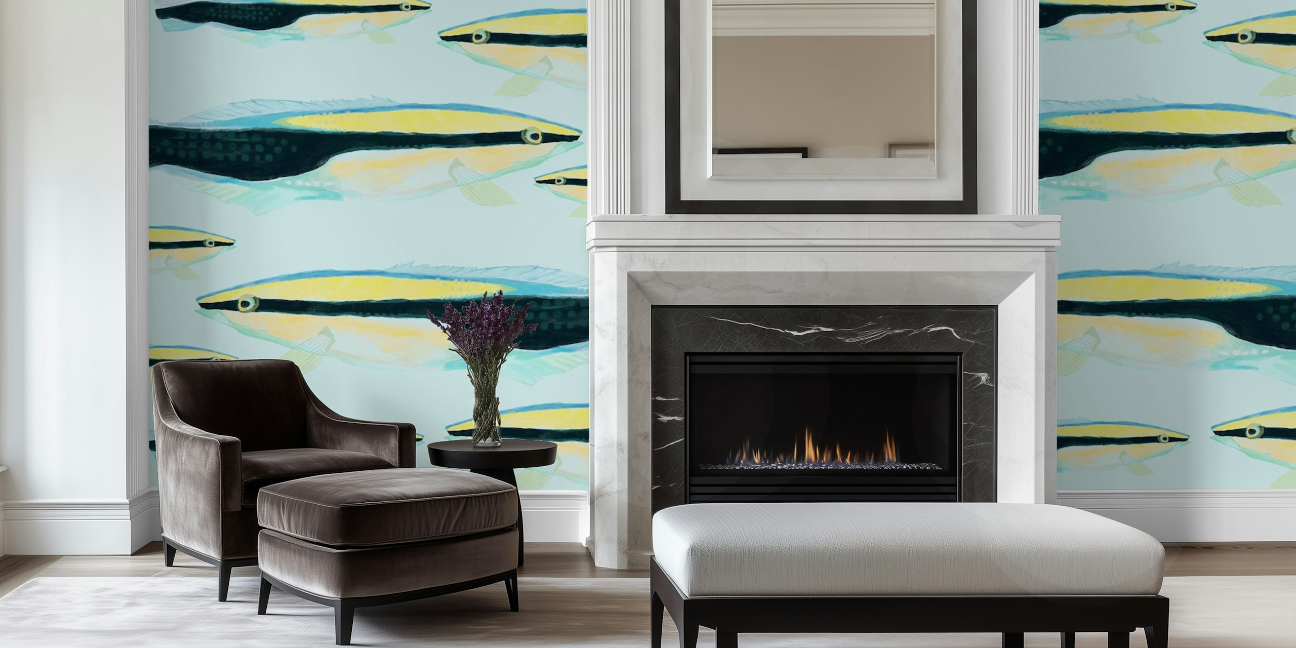 Animalia 03 Tapetdesign in einem Raum