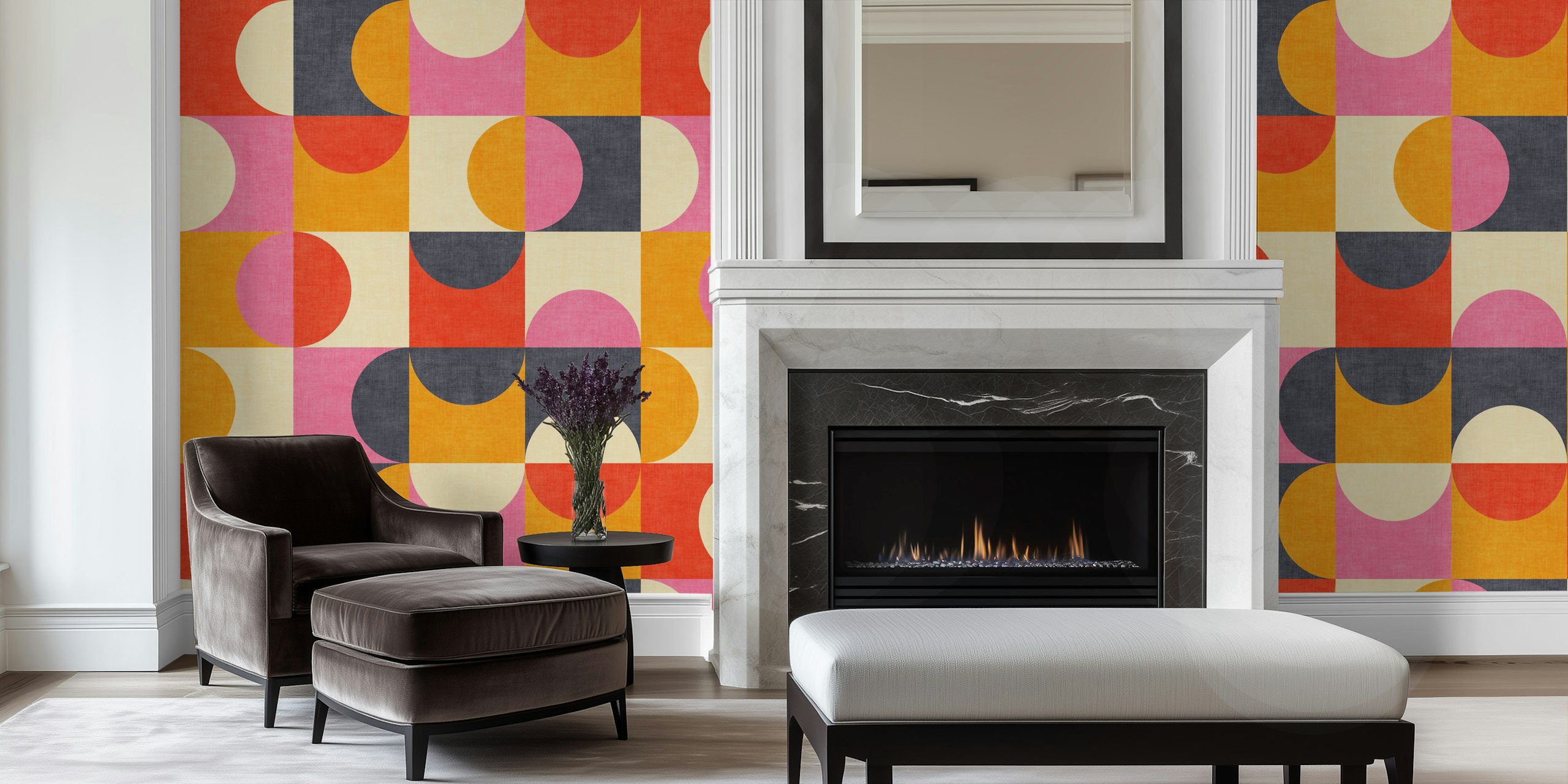 Bauhaus Circle Abstract wallpaper in a room