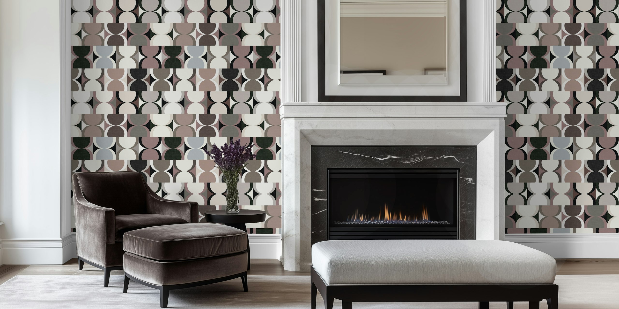 Abstract Hourglass Mid Century Decor wallpaper design