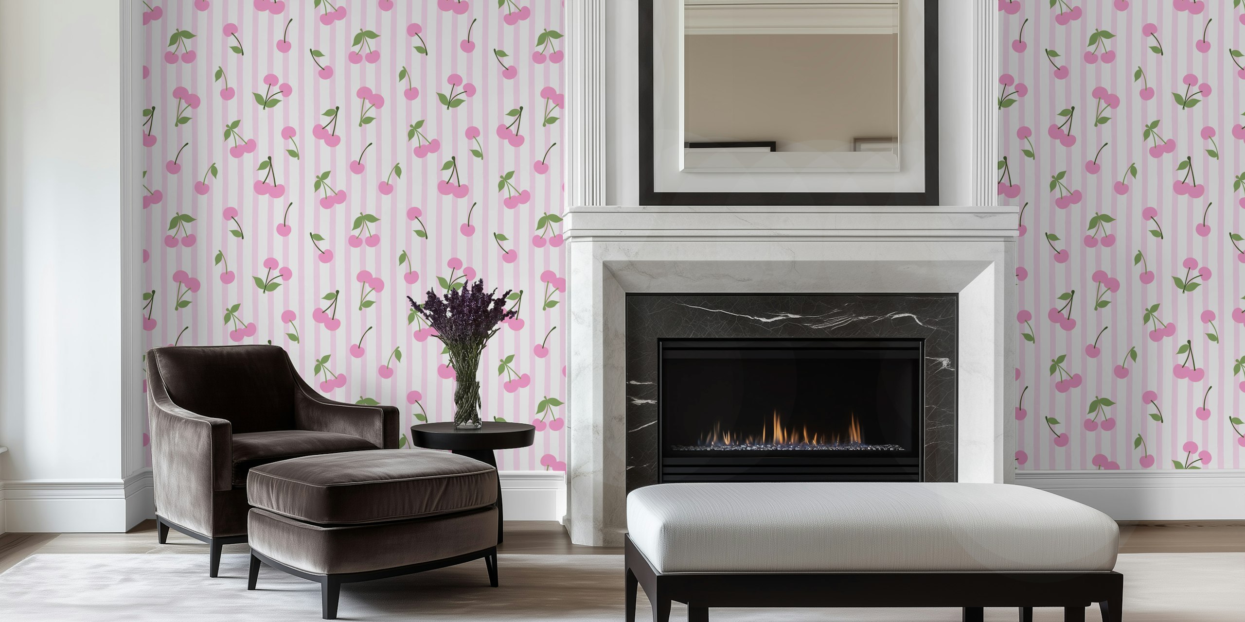 Cherriful Decor wallpaper in a bright room