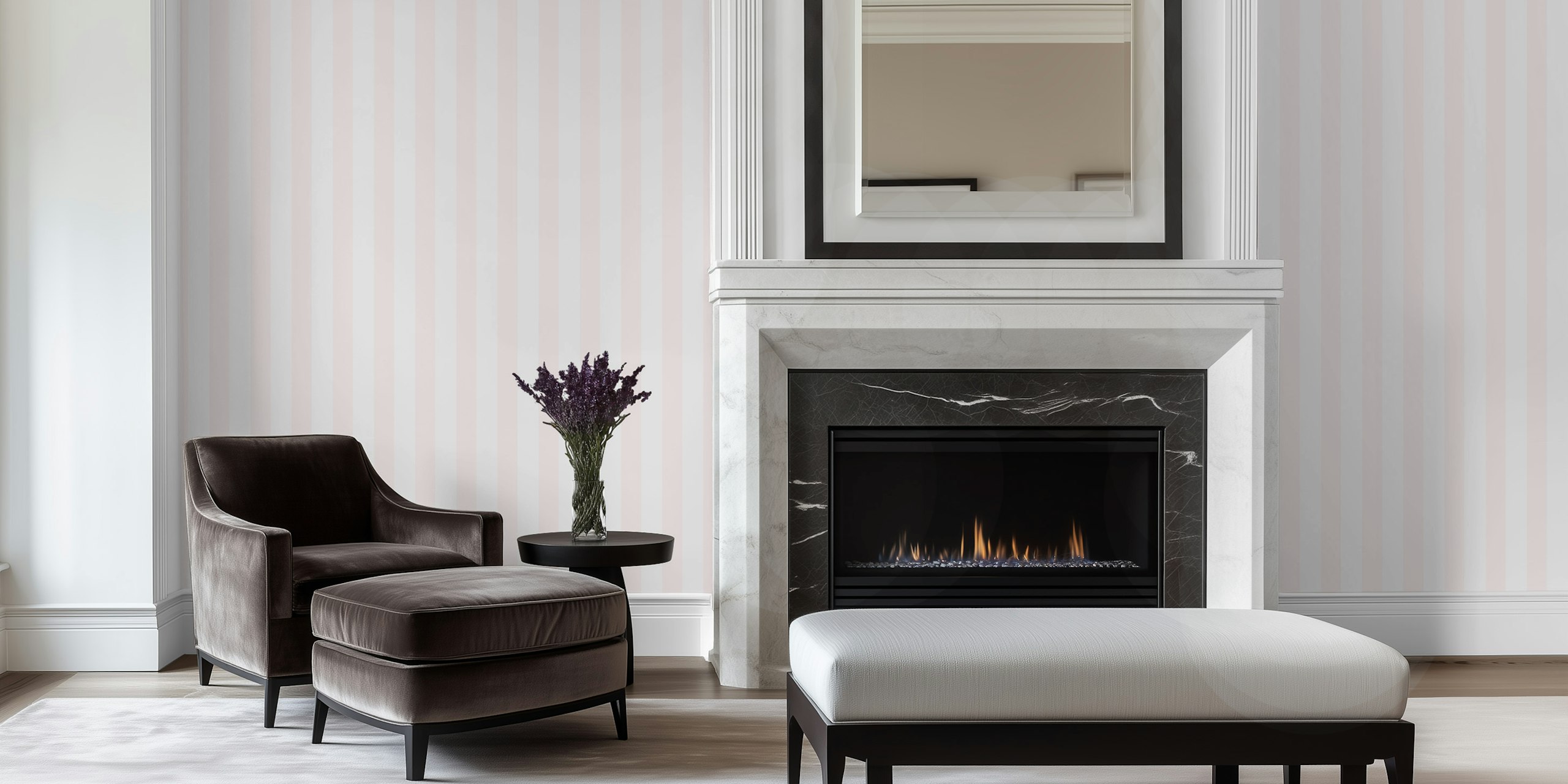 Cotton candy pink and white vertical stripes wallpaper