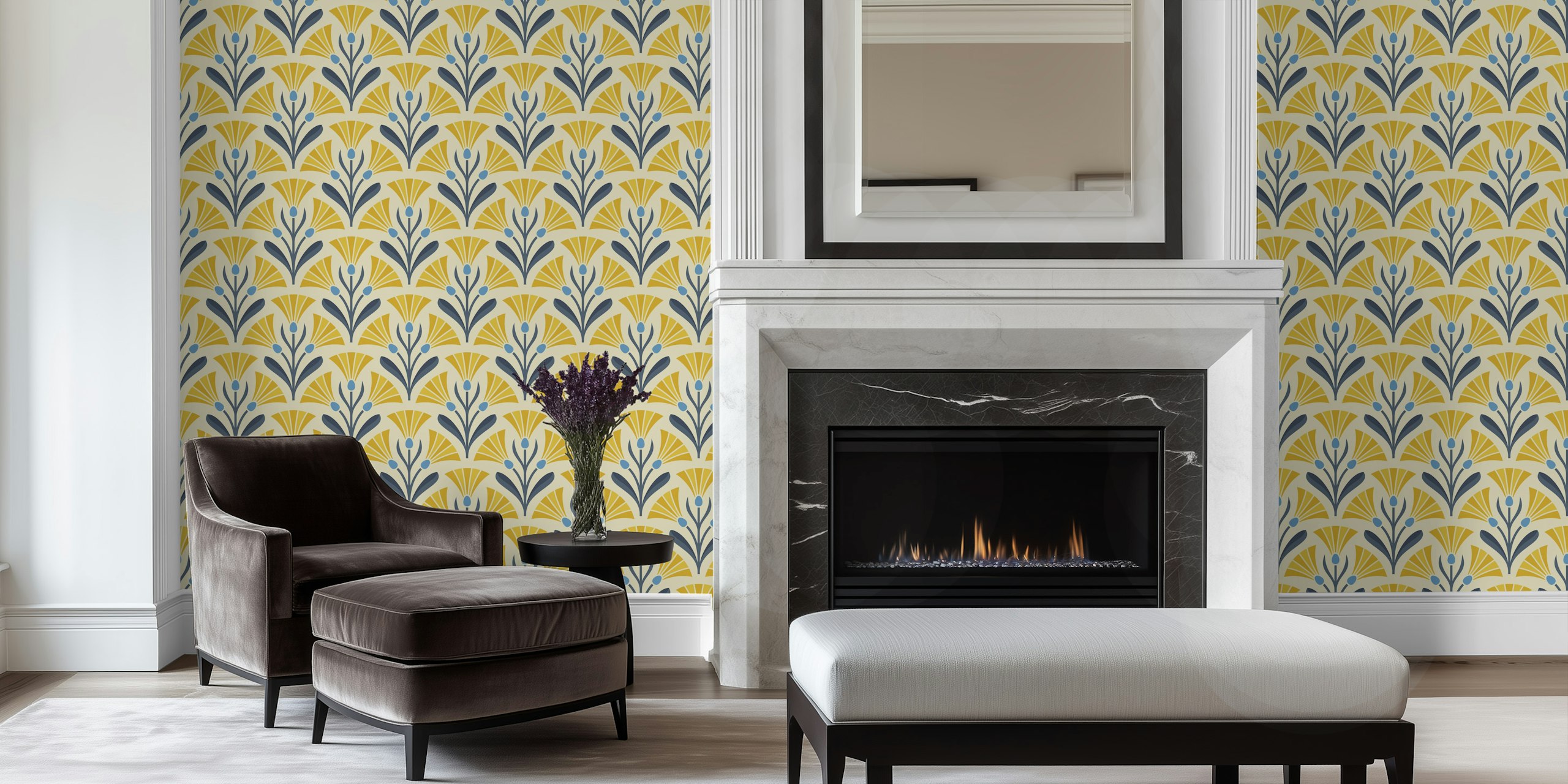 Art Deco Floral Fusion wallpaper huoneessa