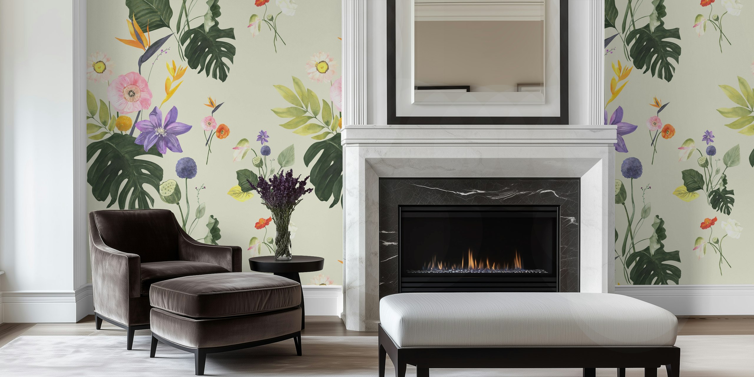Vibrant Tropical Blooms Pattern huoneessa