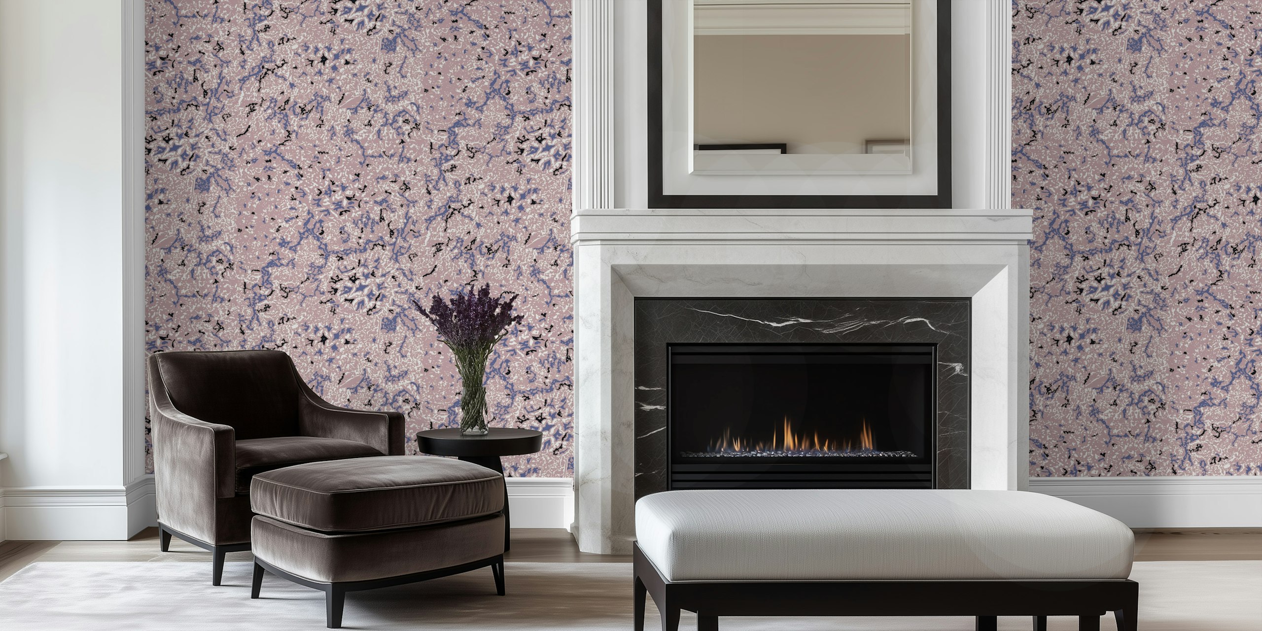 Papel de parede Abstract Dusty Rose em um quarto