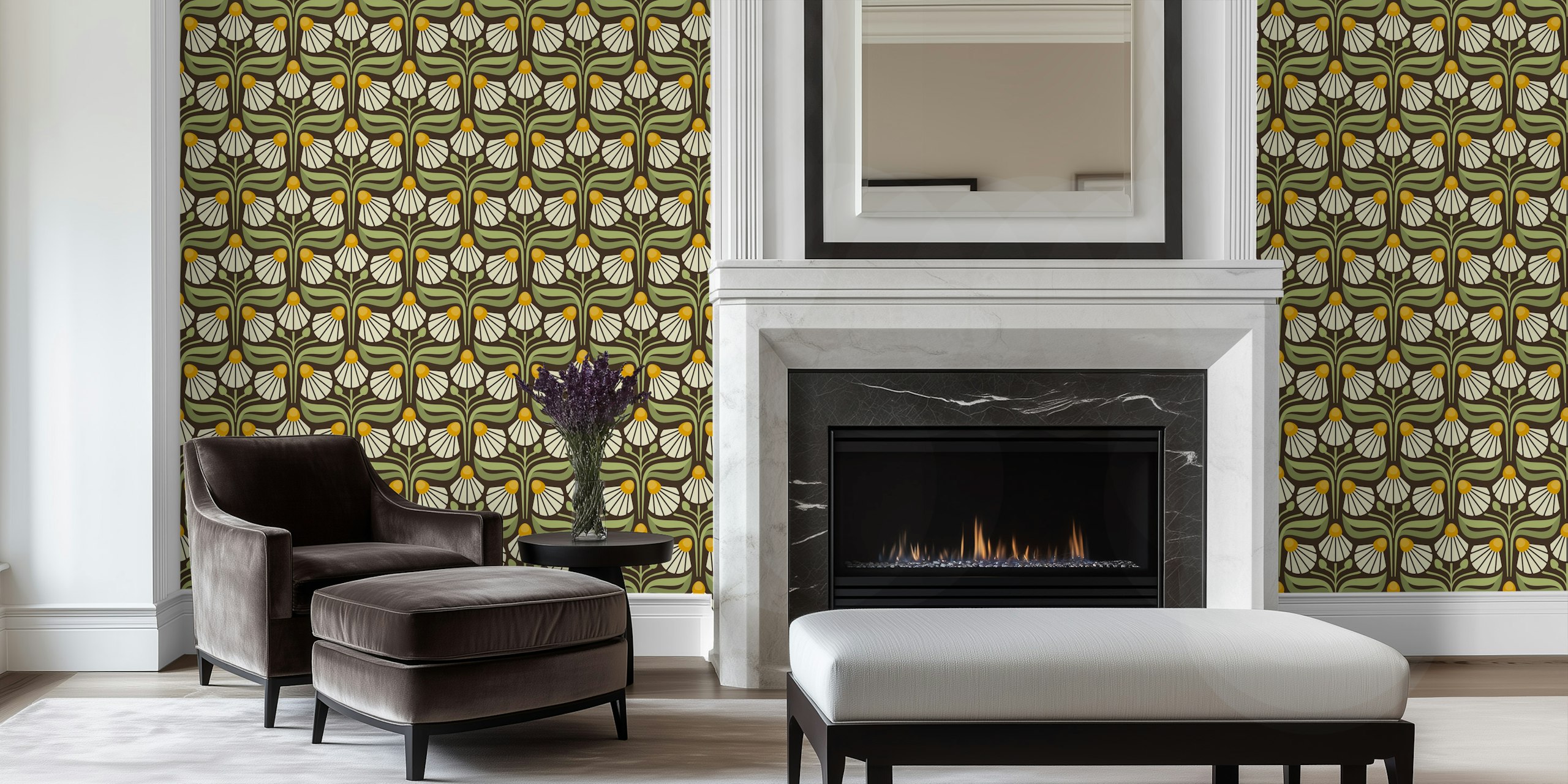 Majestic Vintage Blossoms wallpaper in een kamer